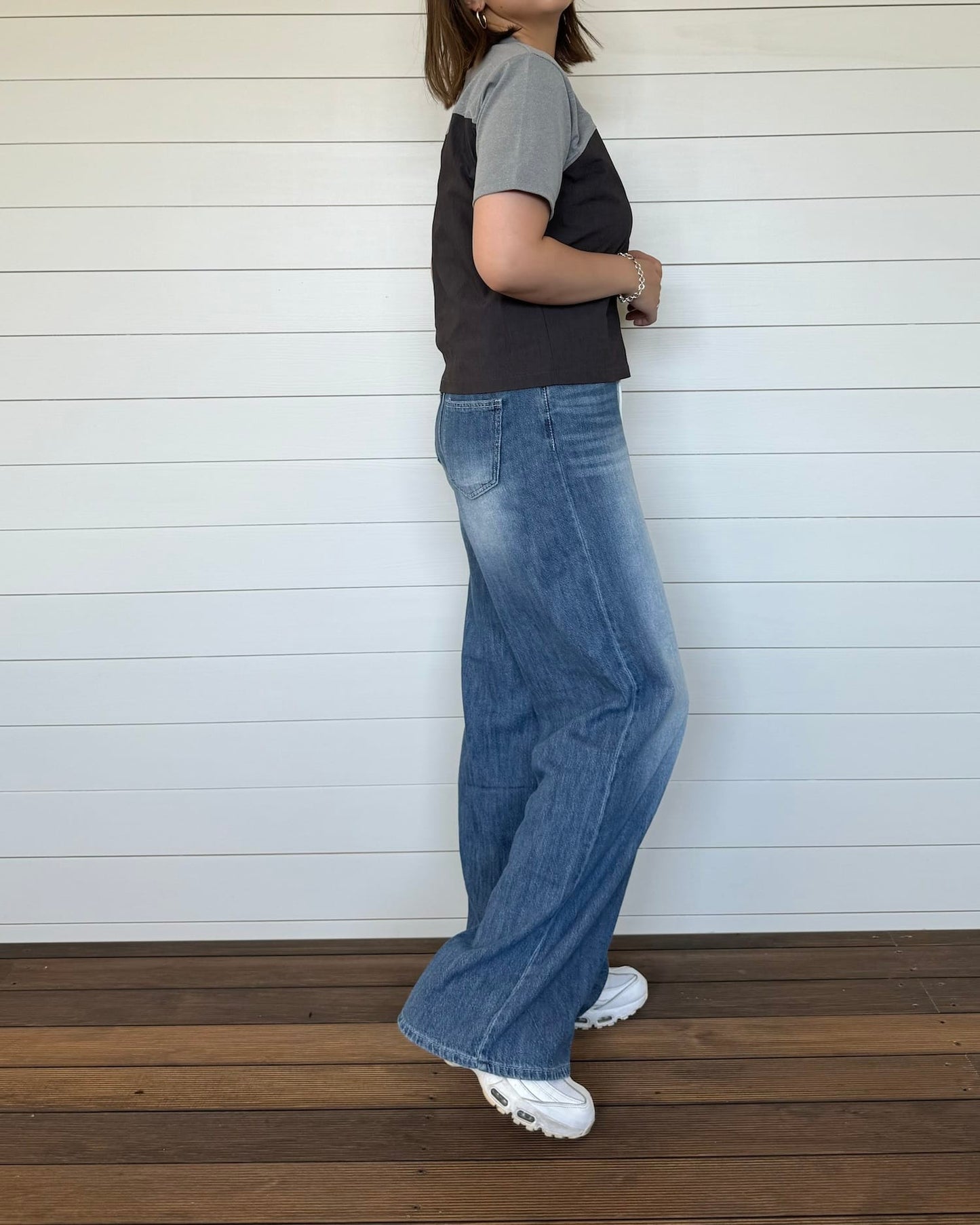 デニム風コットンワイドパンツ