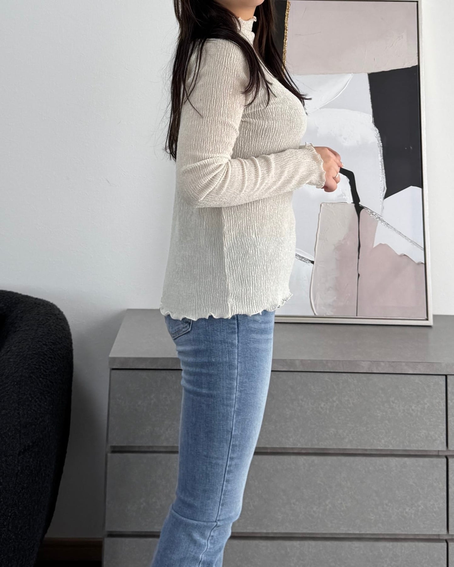 シャーリングカラープルオーバー