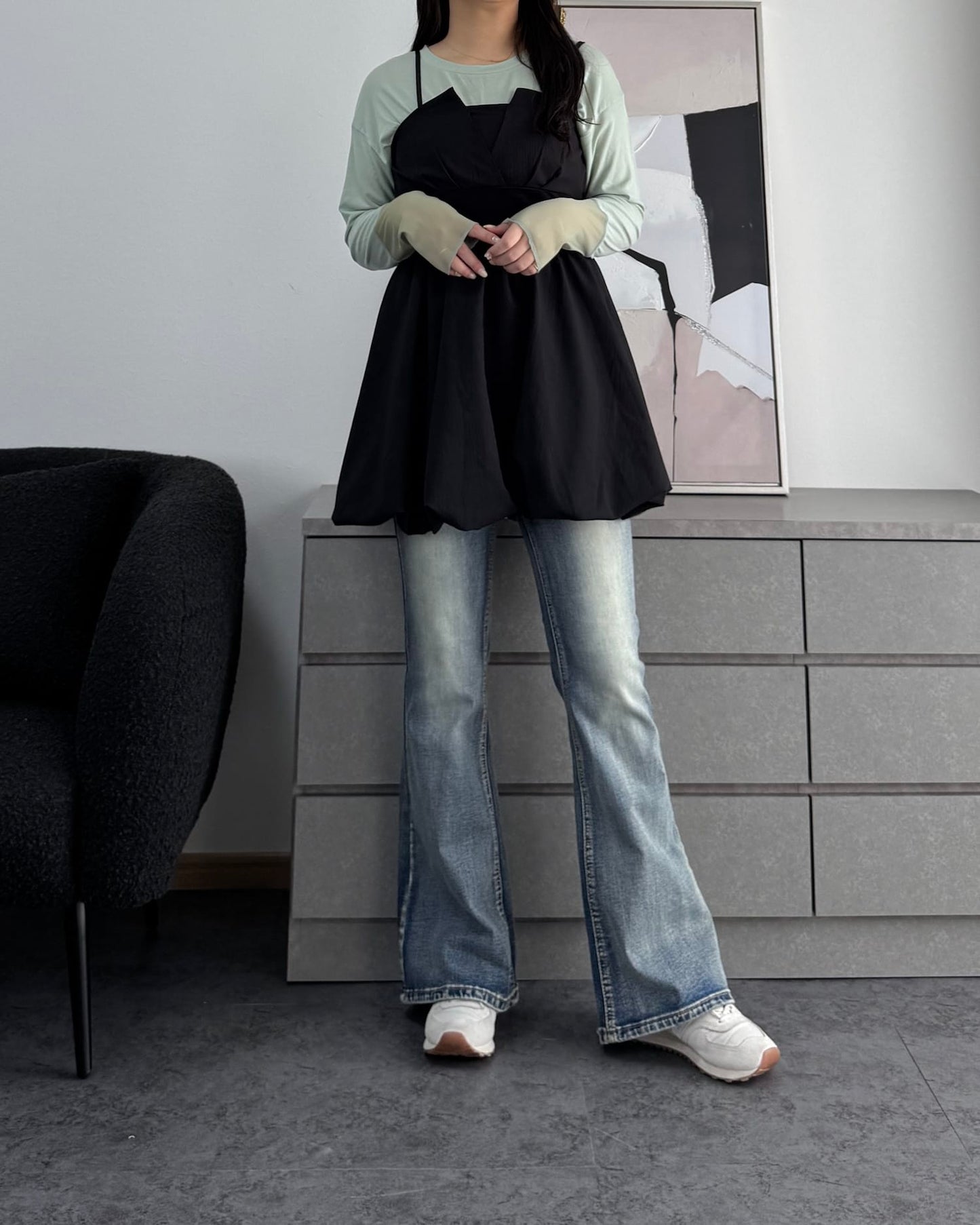 【体型カバー】バックリボンバルーンビスチェ