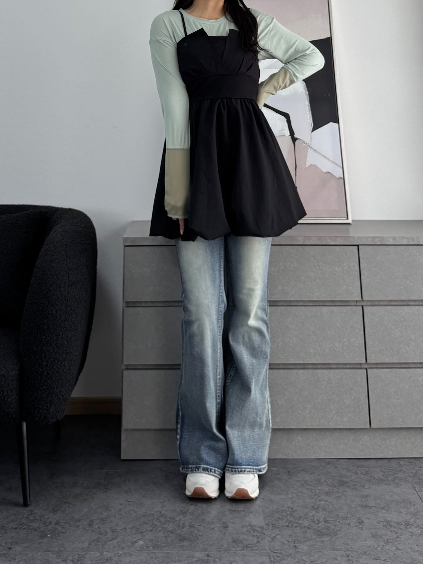 【体型カバー】バックリボンバルーンビスチェ