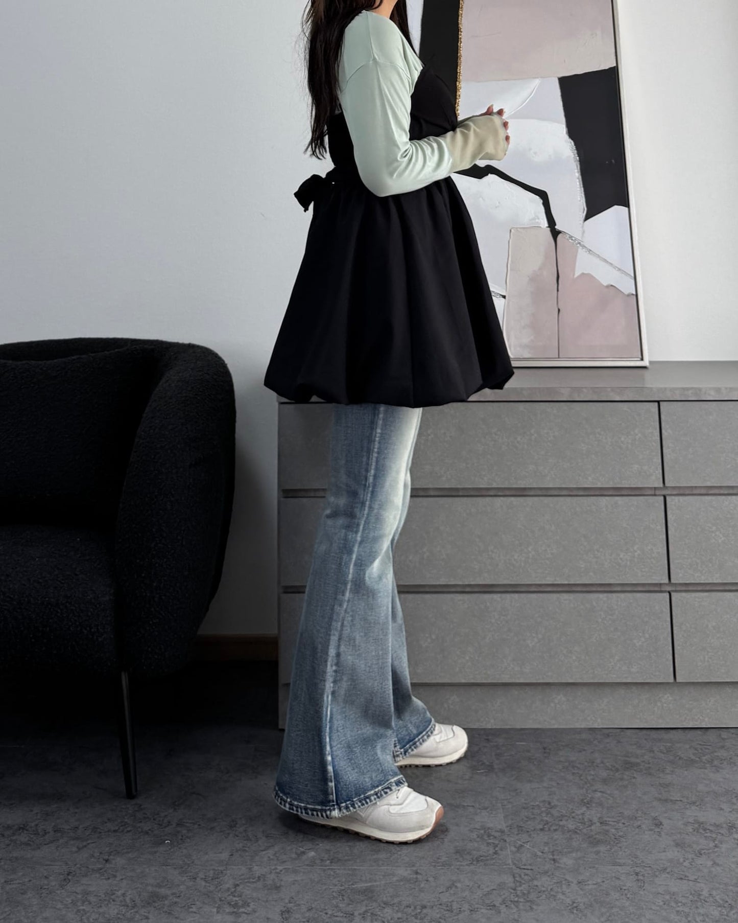 【体型カバー】バックリボンバルーンビスチェ