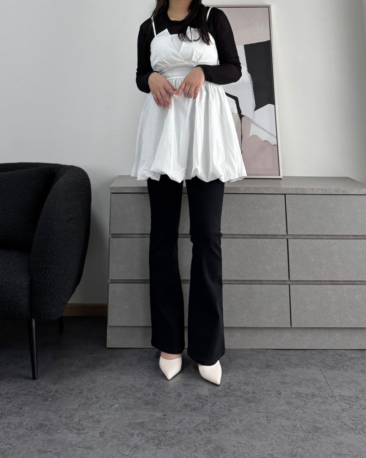 【体型カバー】バックリボンバルーンビスチェ