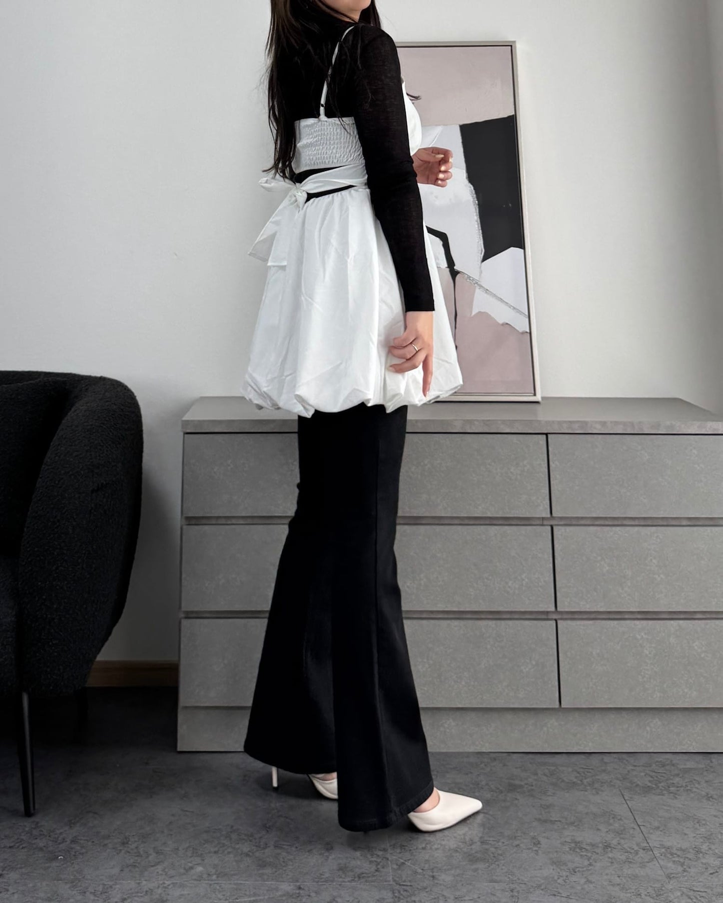 【体型カバー】バックリボンバルーンビスチェ