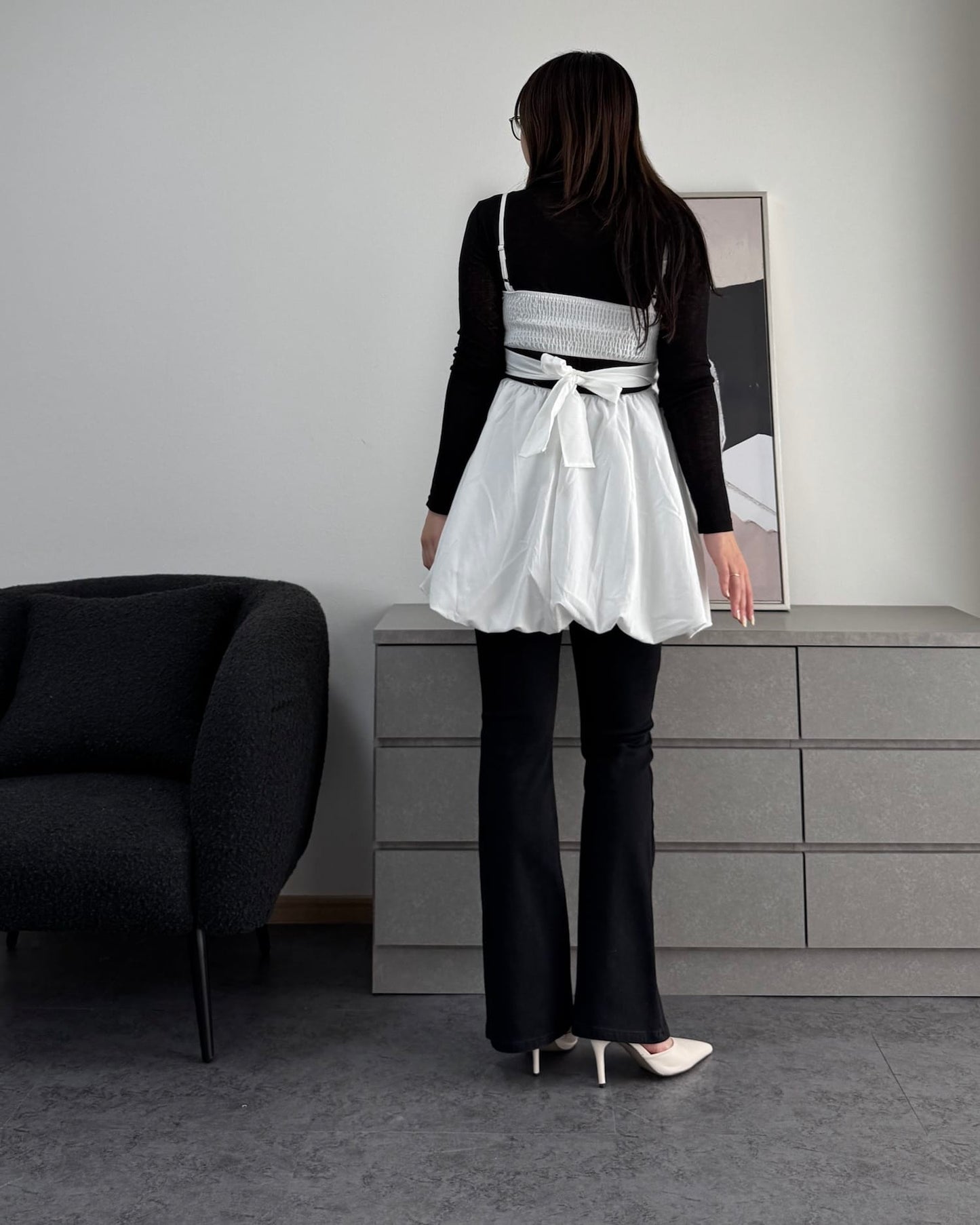 【体型カバー】バックリボンバルーンビスチェ