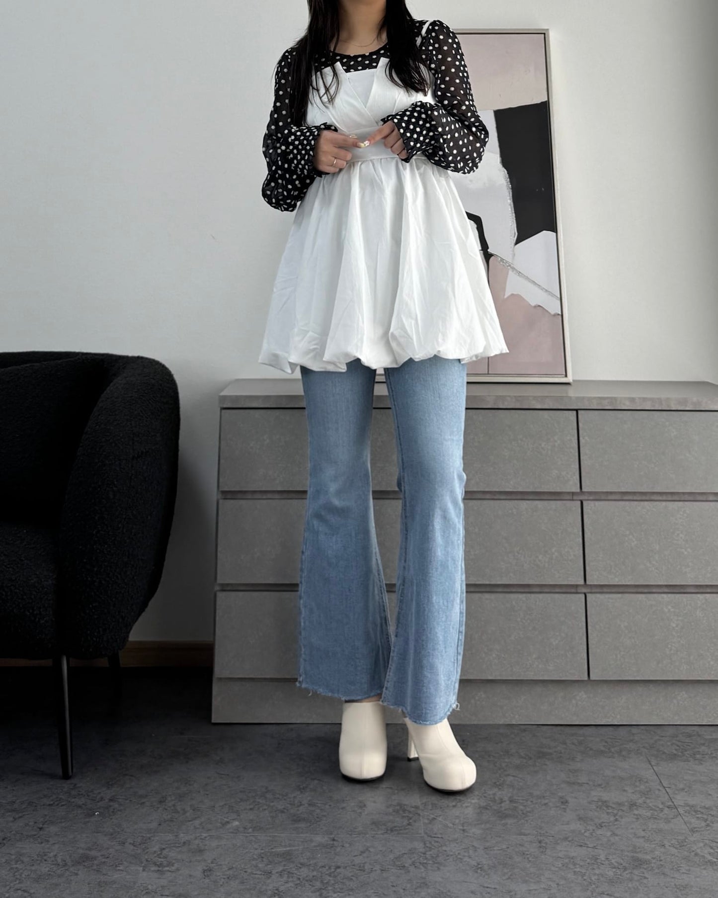 【体型カバー】バックリボンバルーンビスチェ