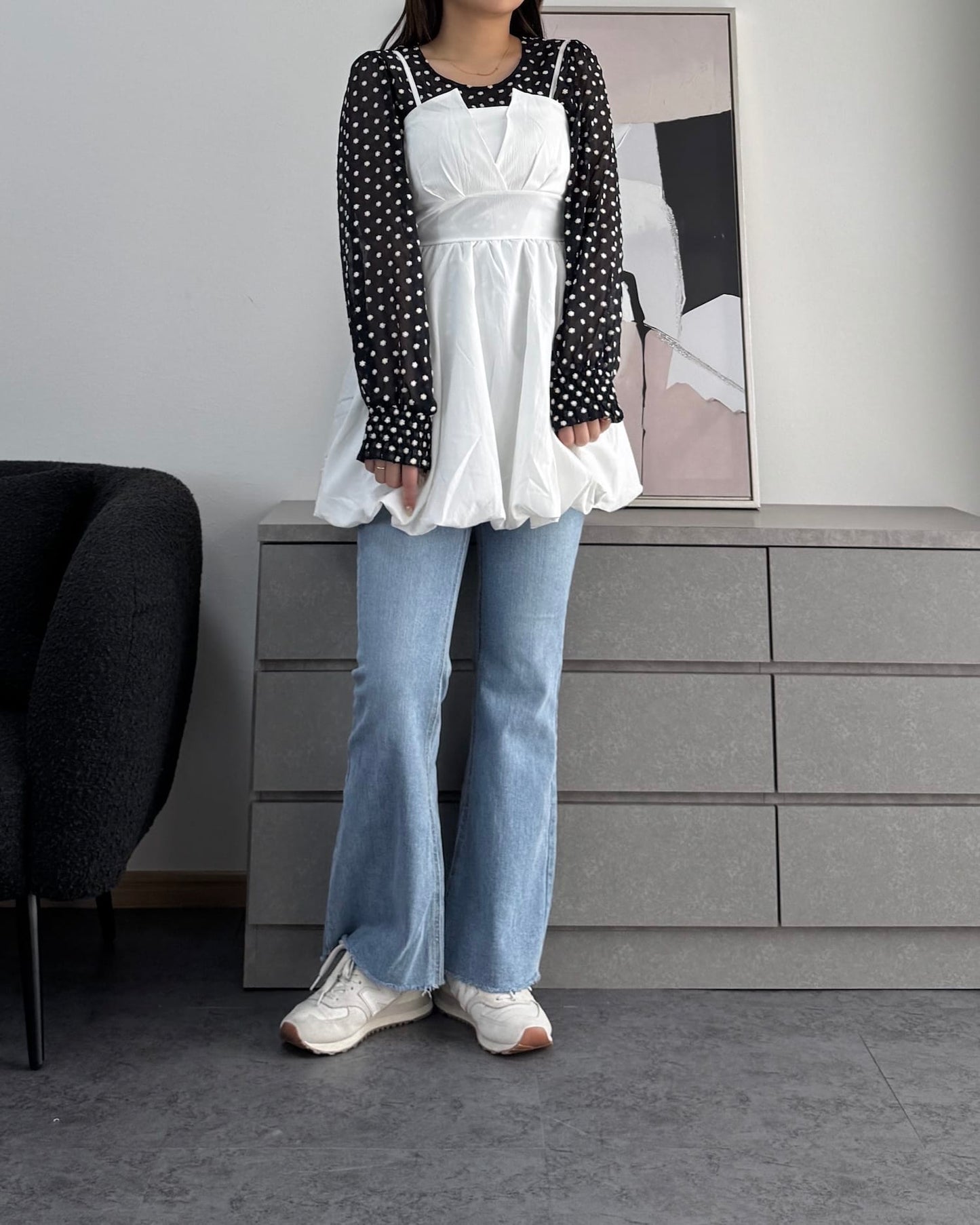 【体型カバー】バックリボンバルーンビスチェ