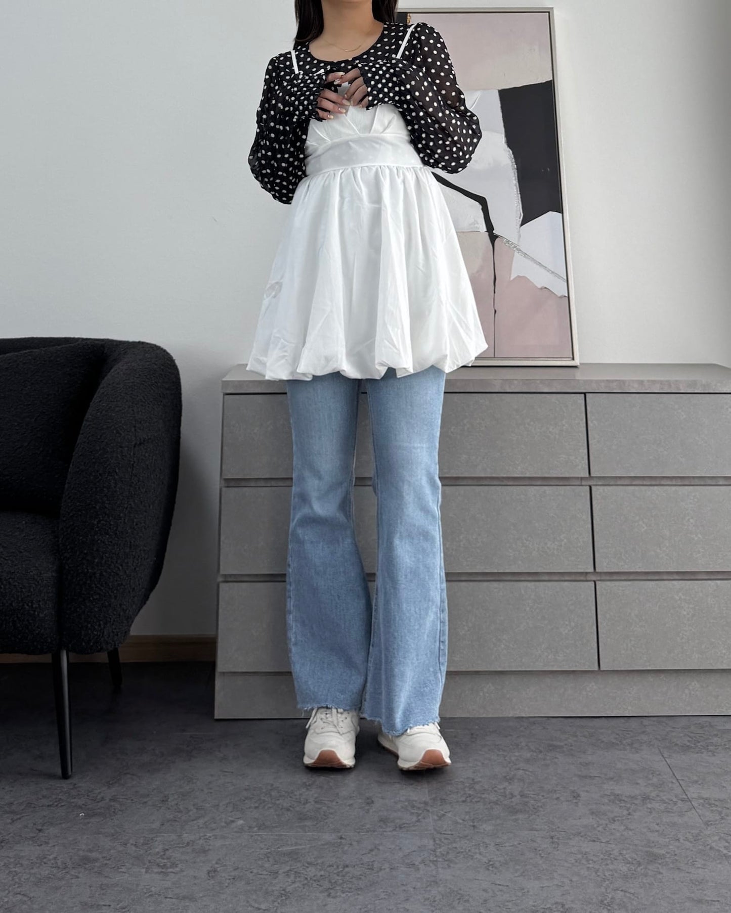 【体型カバー】バックリボンバルーンビスチェ