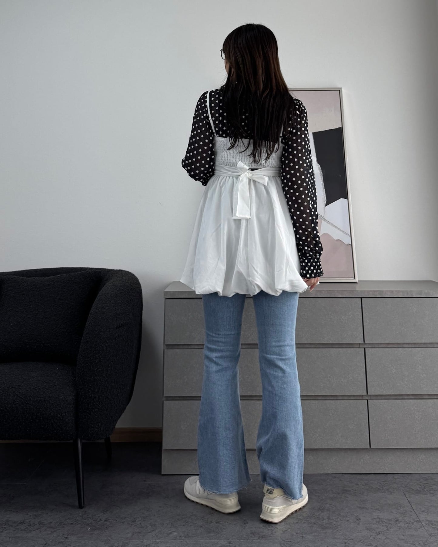 【体型カバー】バックリボンバルーンビスチェ