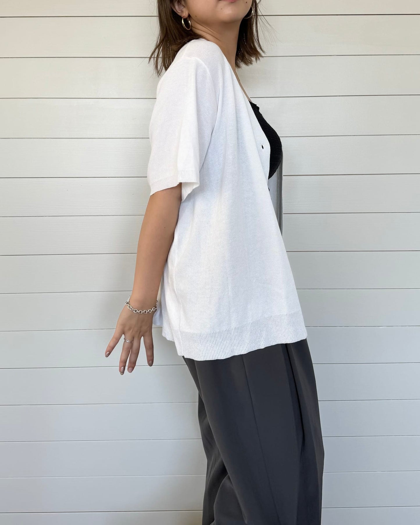 五分丈ソフトタッチカーディガン