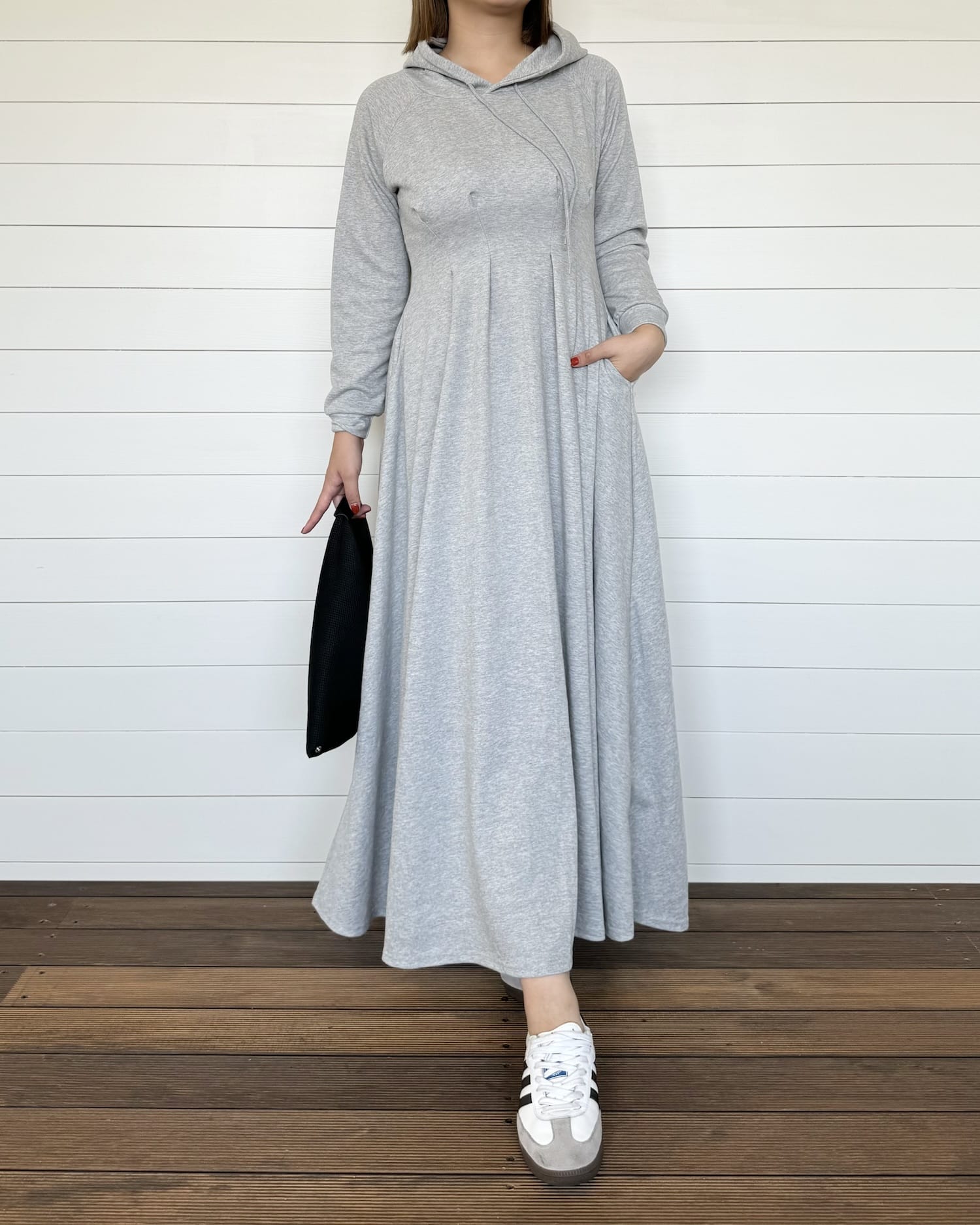 美シルエットパーカーワンピ