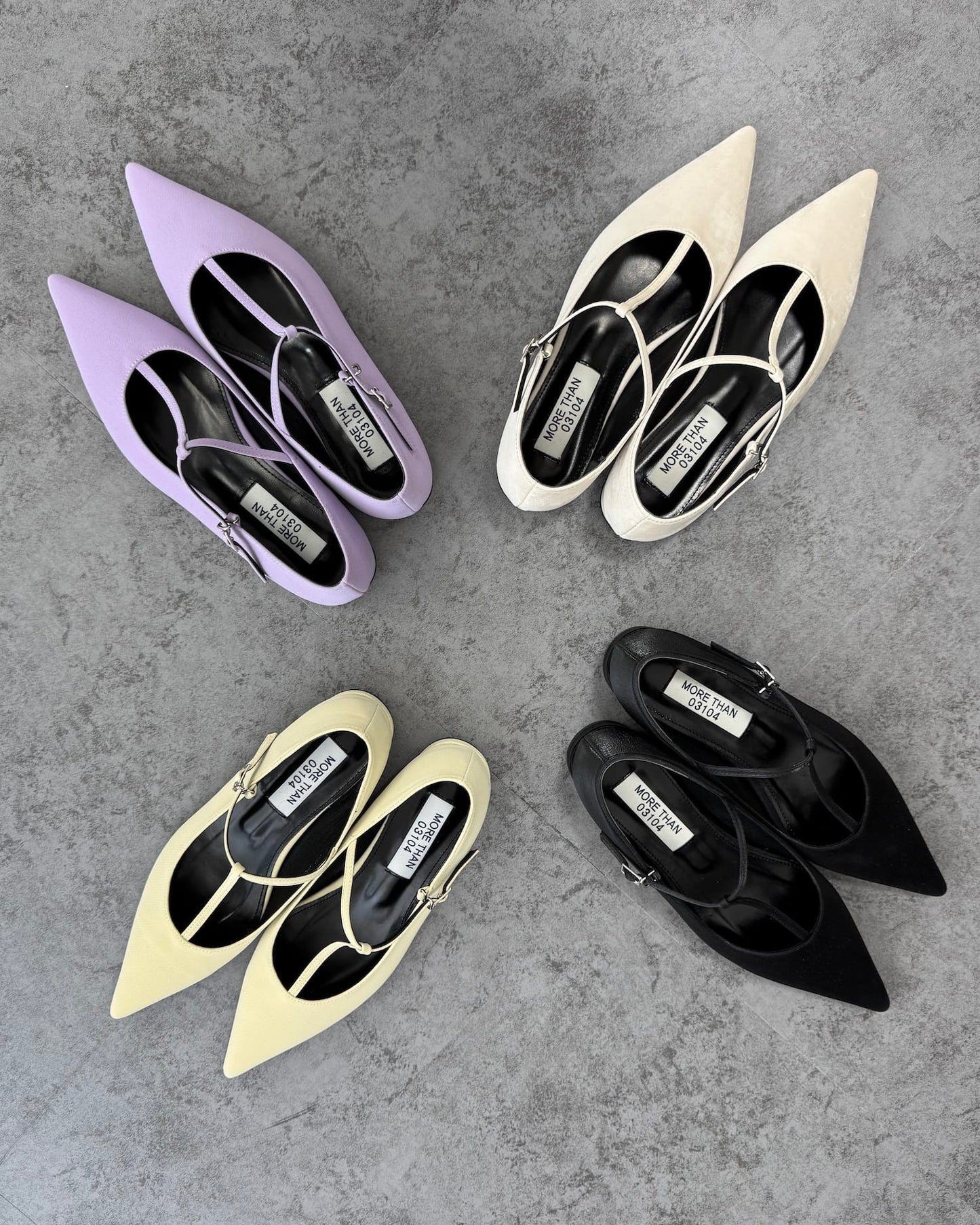 ストラップポインテッドトゥフラットパンプス