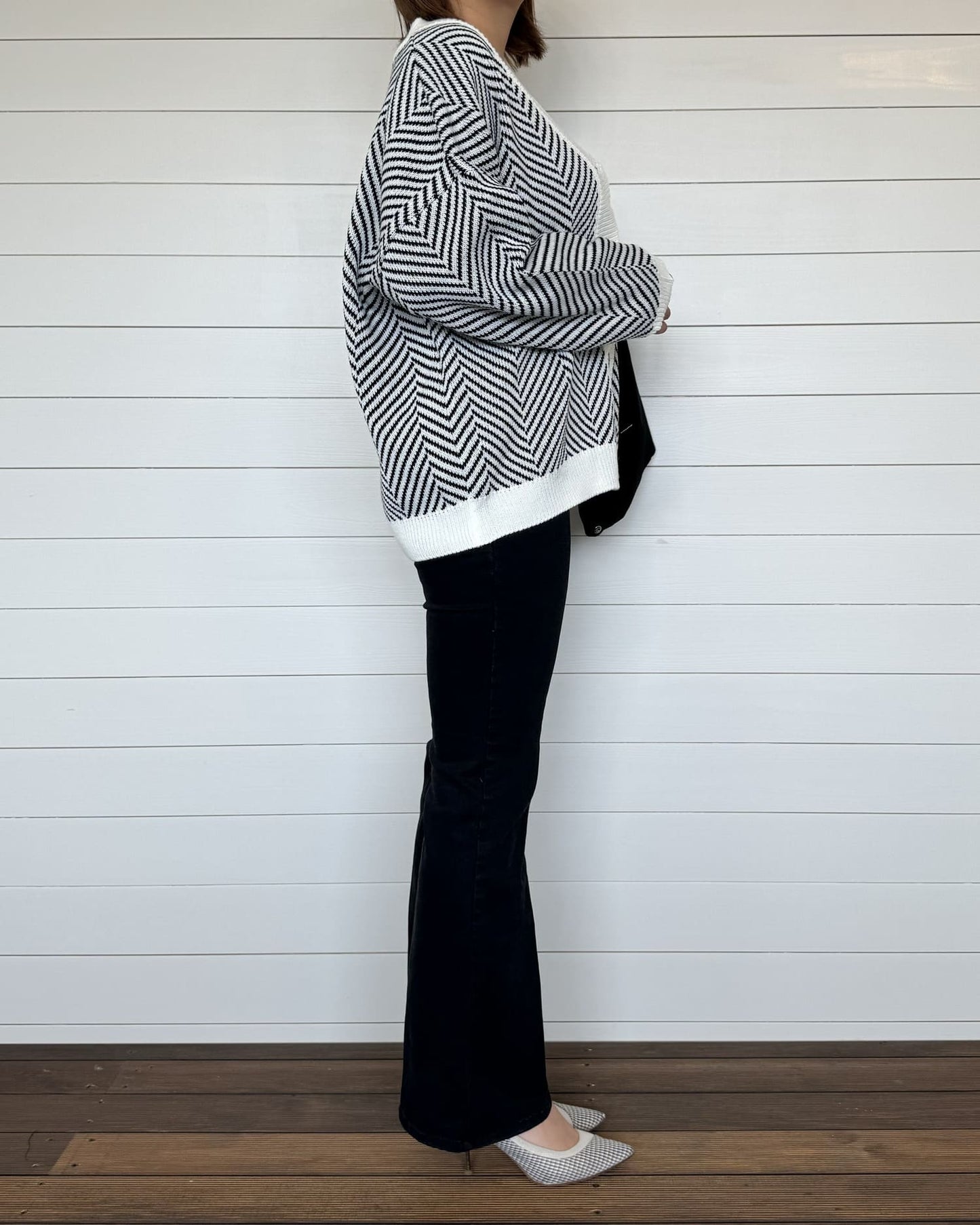 ストレッチフレアブラックパンツ