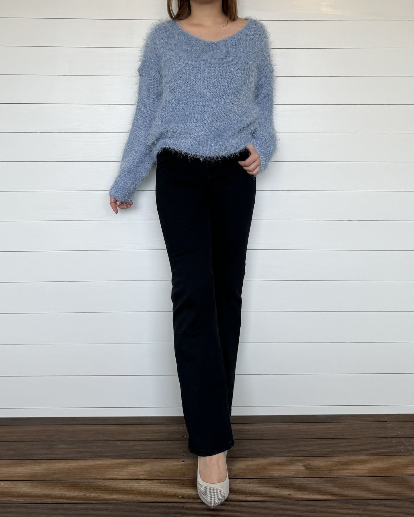 ストレッチフレアブラックパンツ