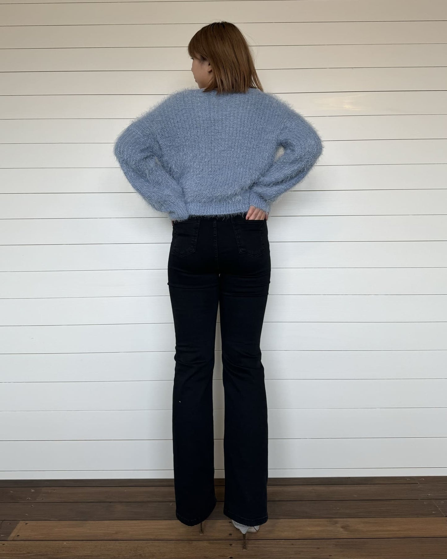 ストレッチフレアブラックパンツ