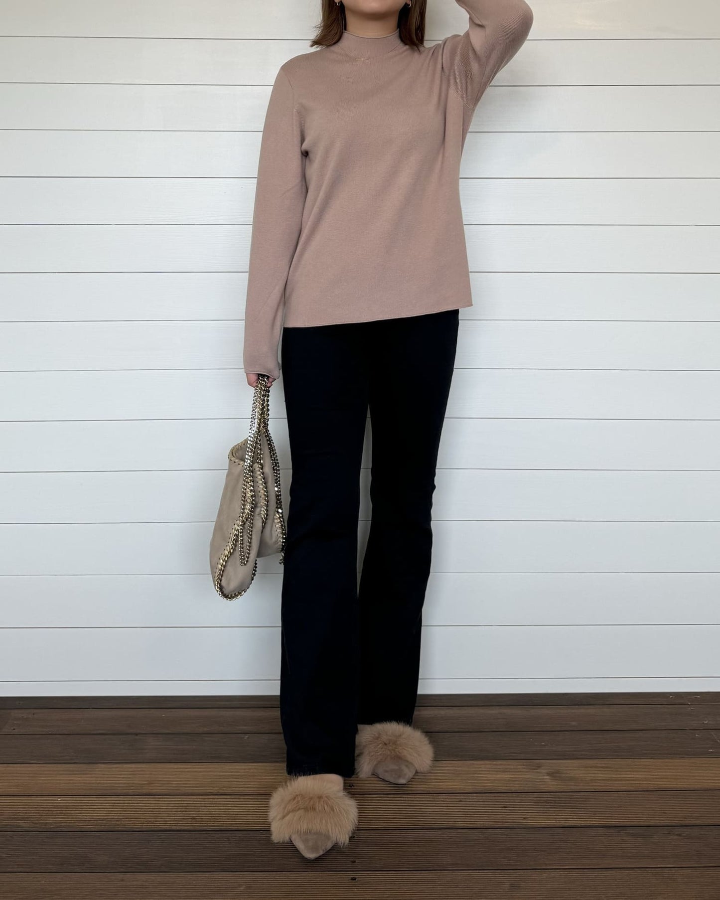 ストレッチフレアブラックパンツ