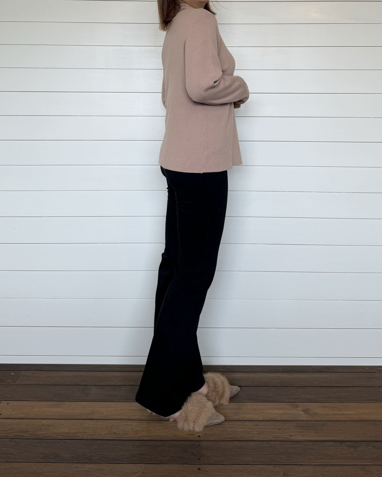 ストレッチフレアブラックパンツ