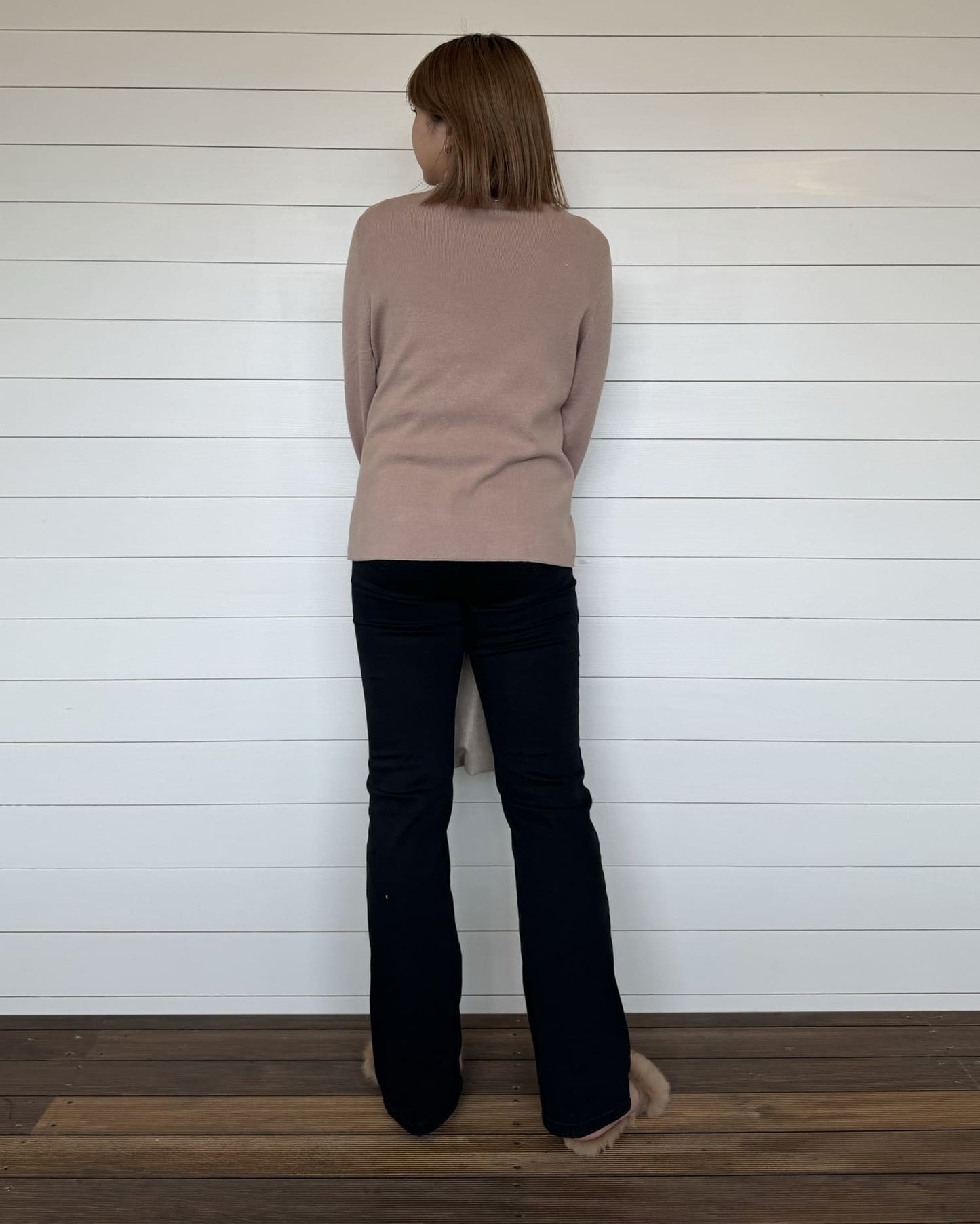 ストレッチフレアブラックパンツ