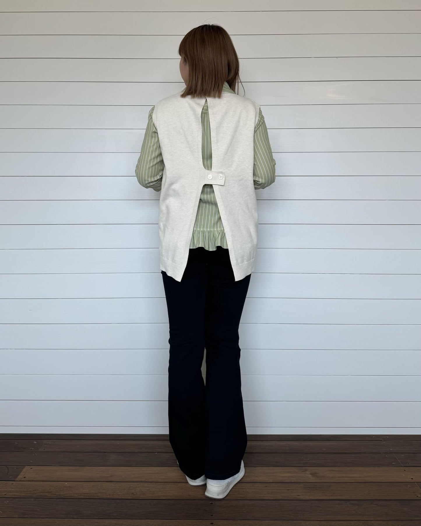 ストレッチフレアブラックパンツ