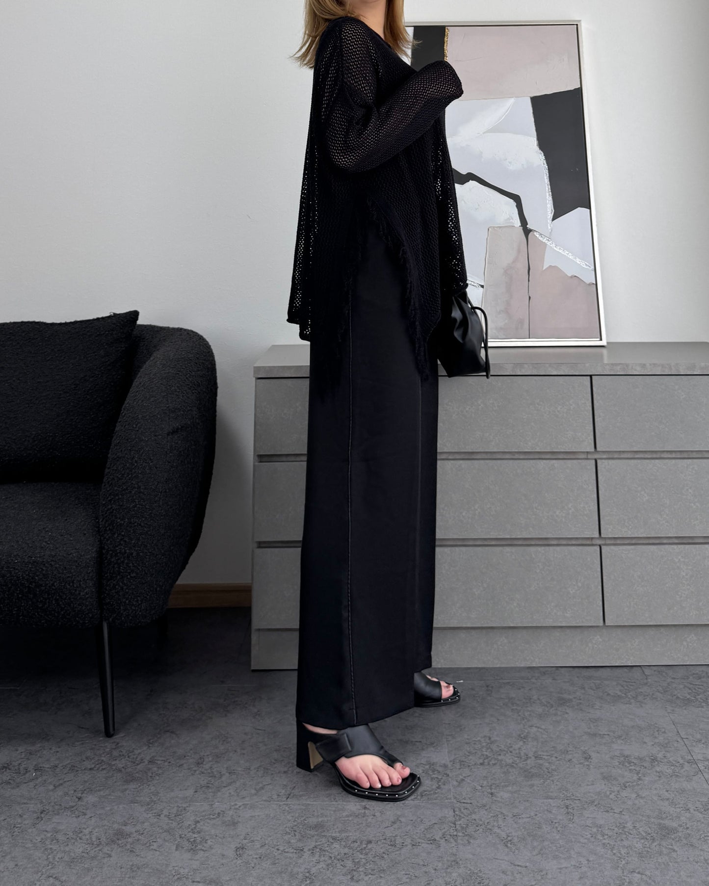 メッシュフリンジトップス