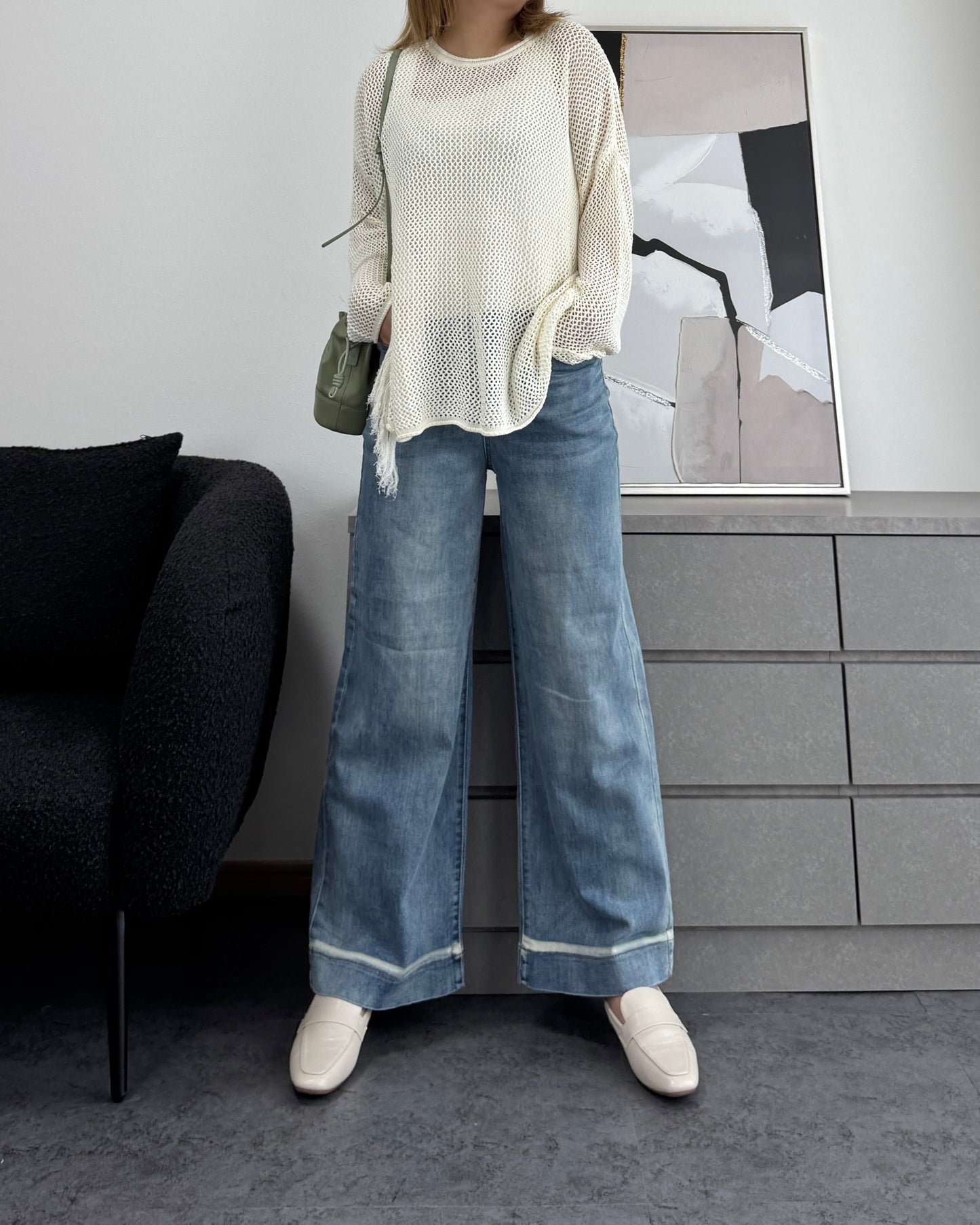 メッシュフリンジトップス