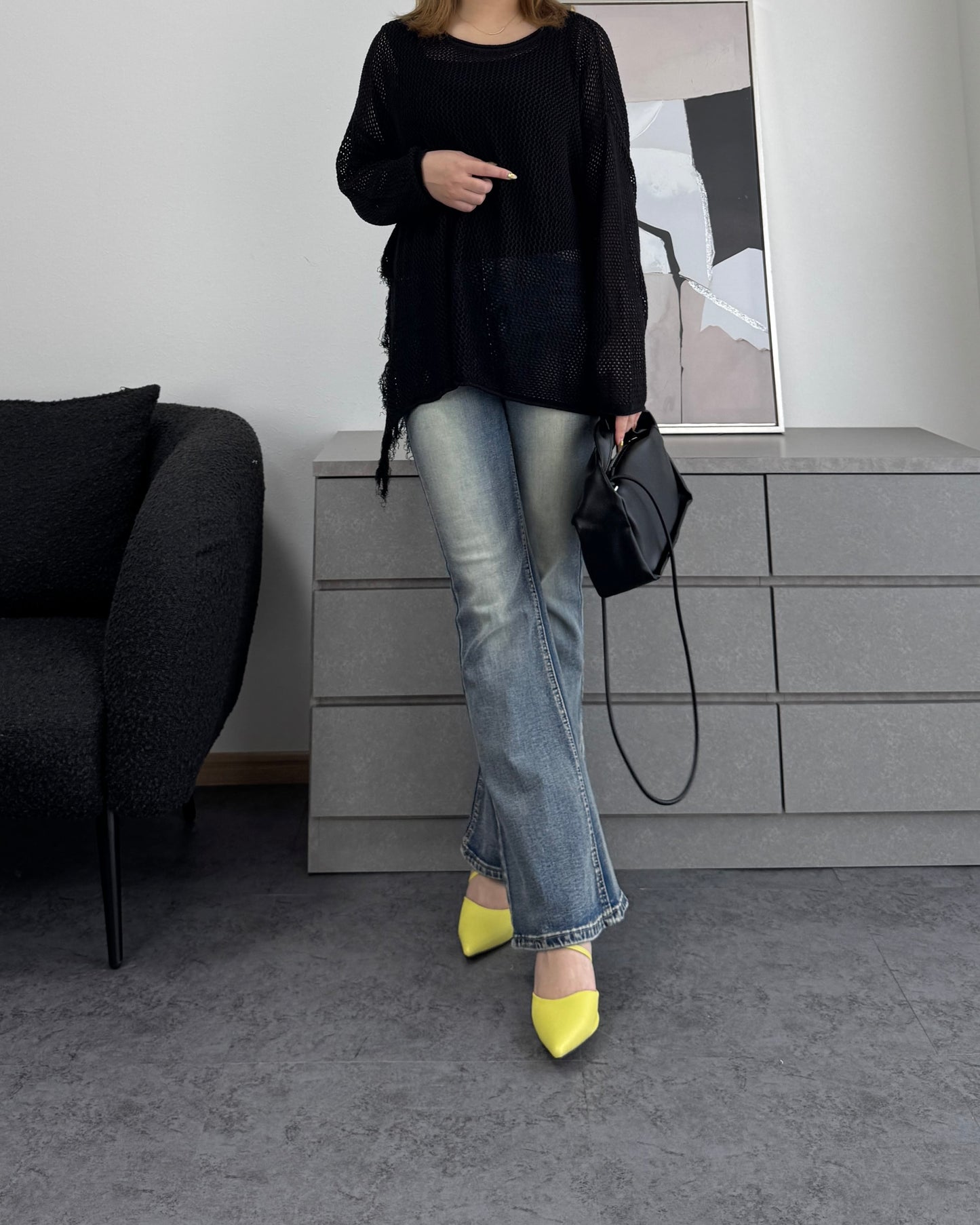 メッシュフリンジトップス