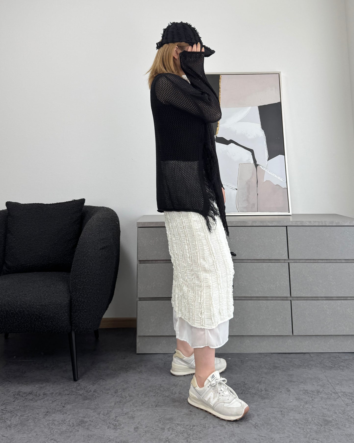 メッシュフリンジトップス