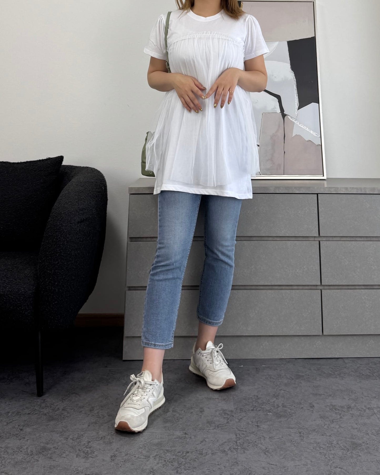 チュール付きTシャツ