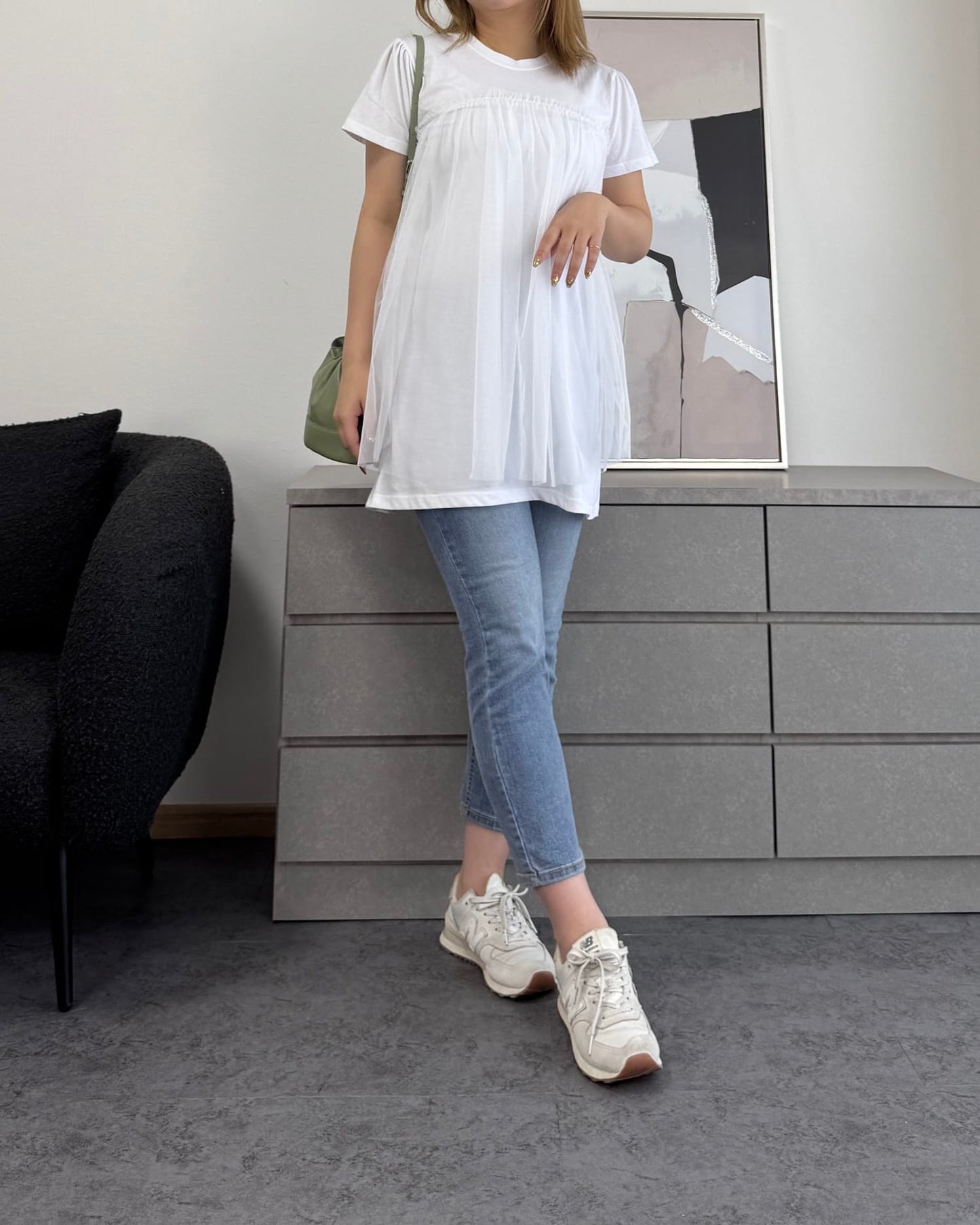 チュール付きTシャツ