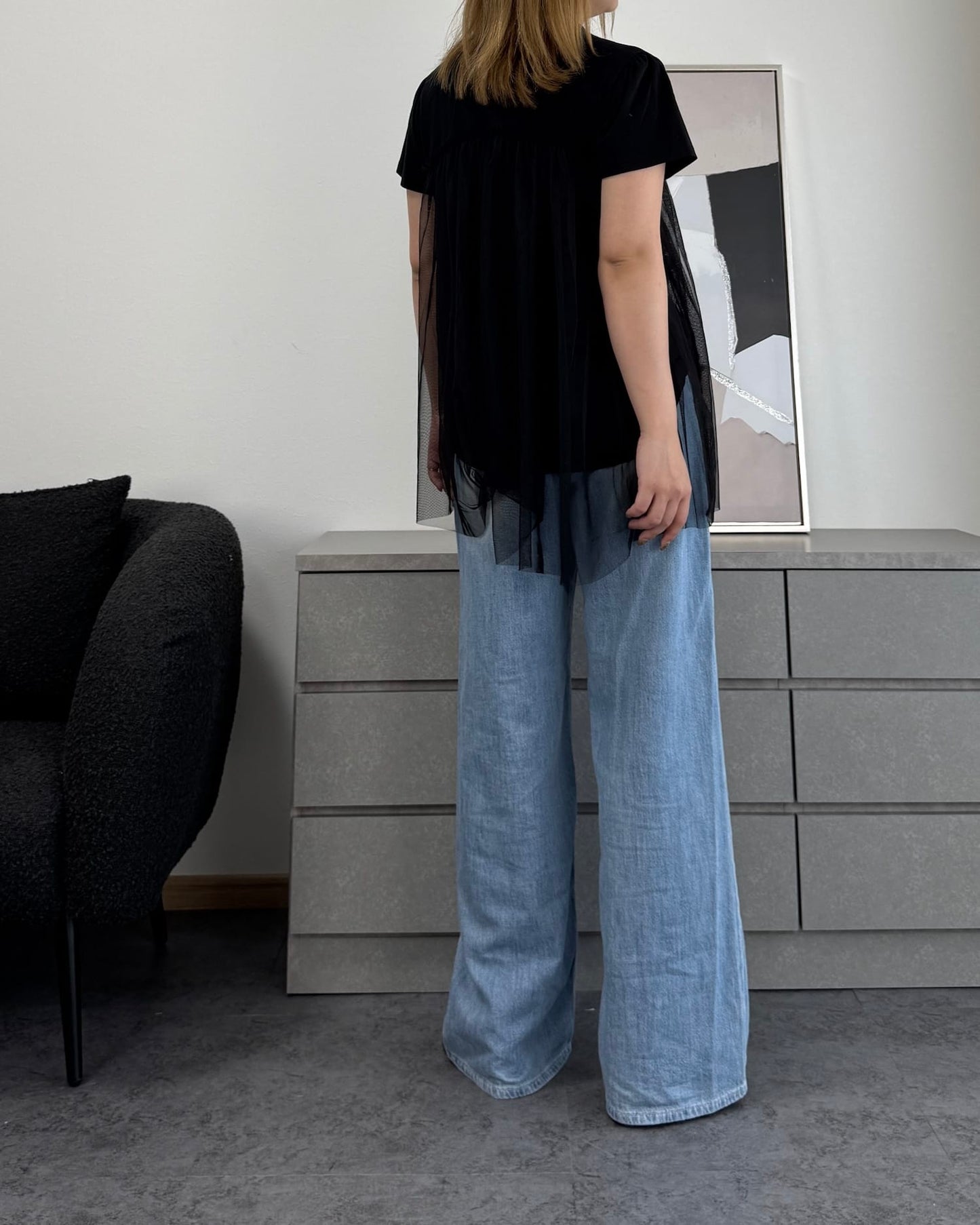 チュール付きTシャツ