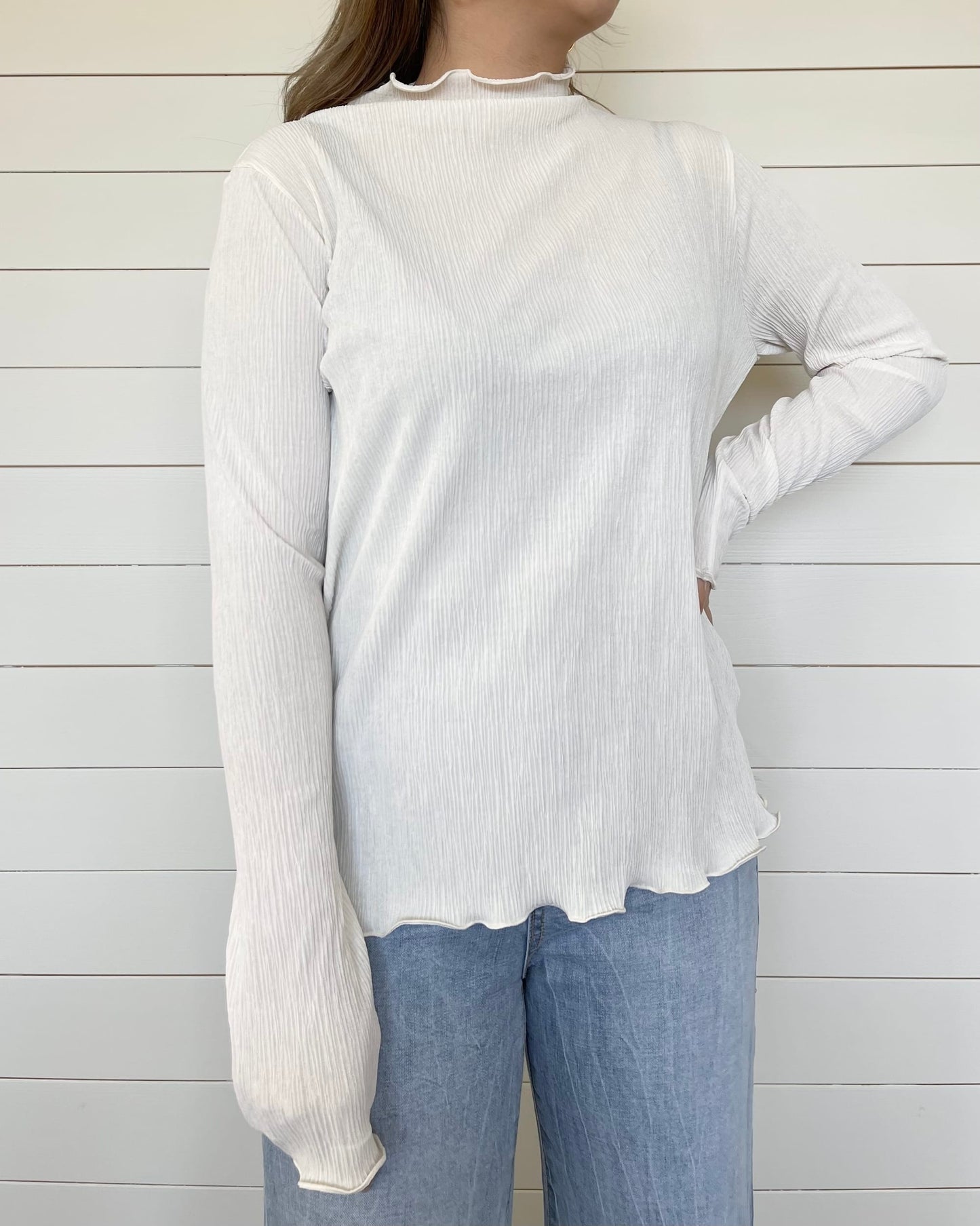 シフォンシアーフリルトップス