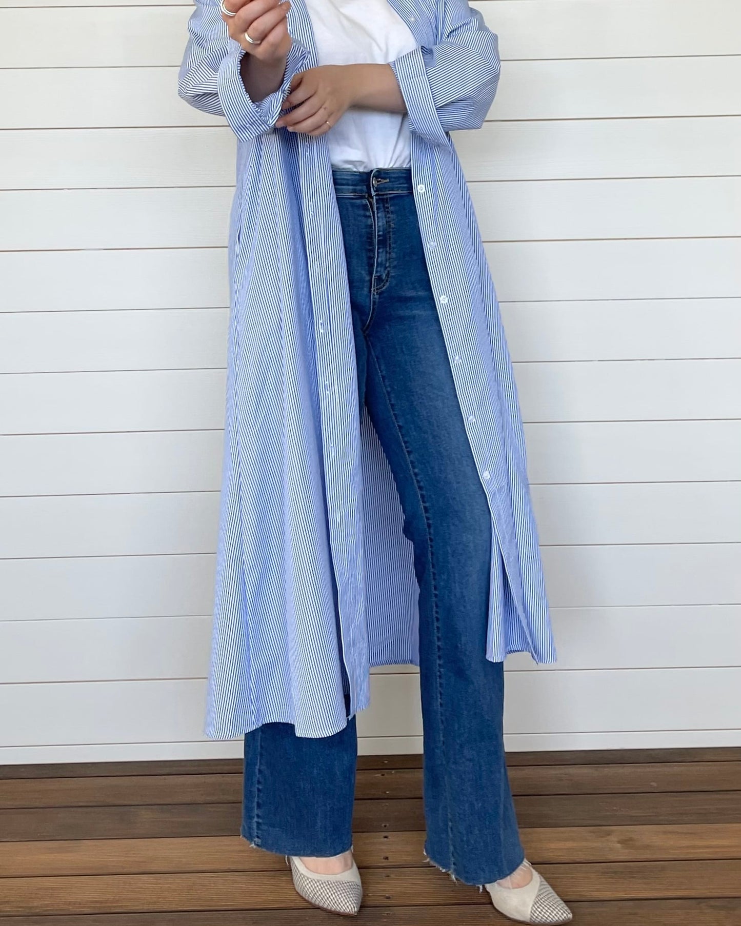 【ウエスト全ゴム】美シルエットストレッチフレアデニム