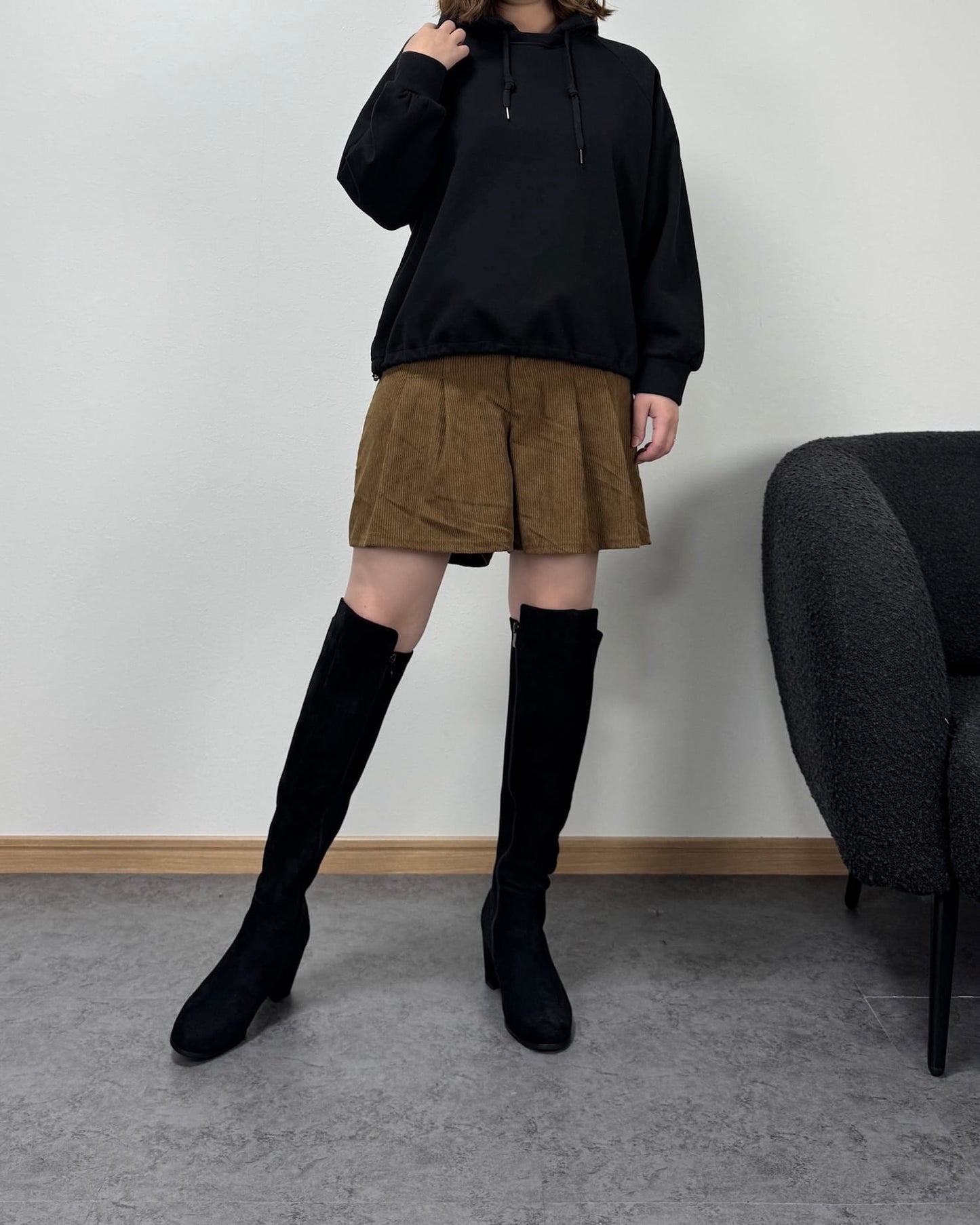 異素材コンビ裏起毛パーカー