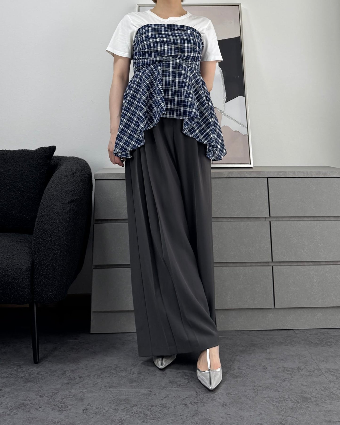 透かしポインテッドトゥストラップミュール