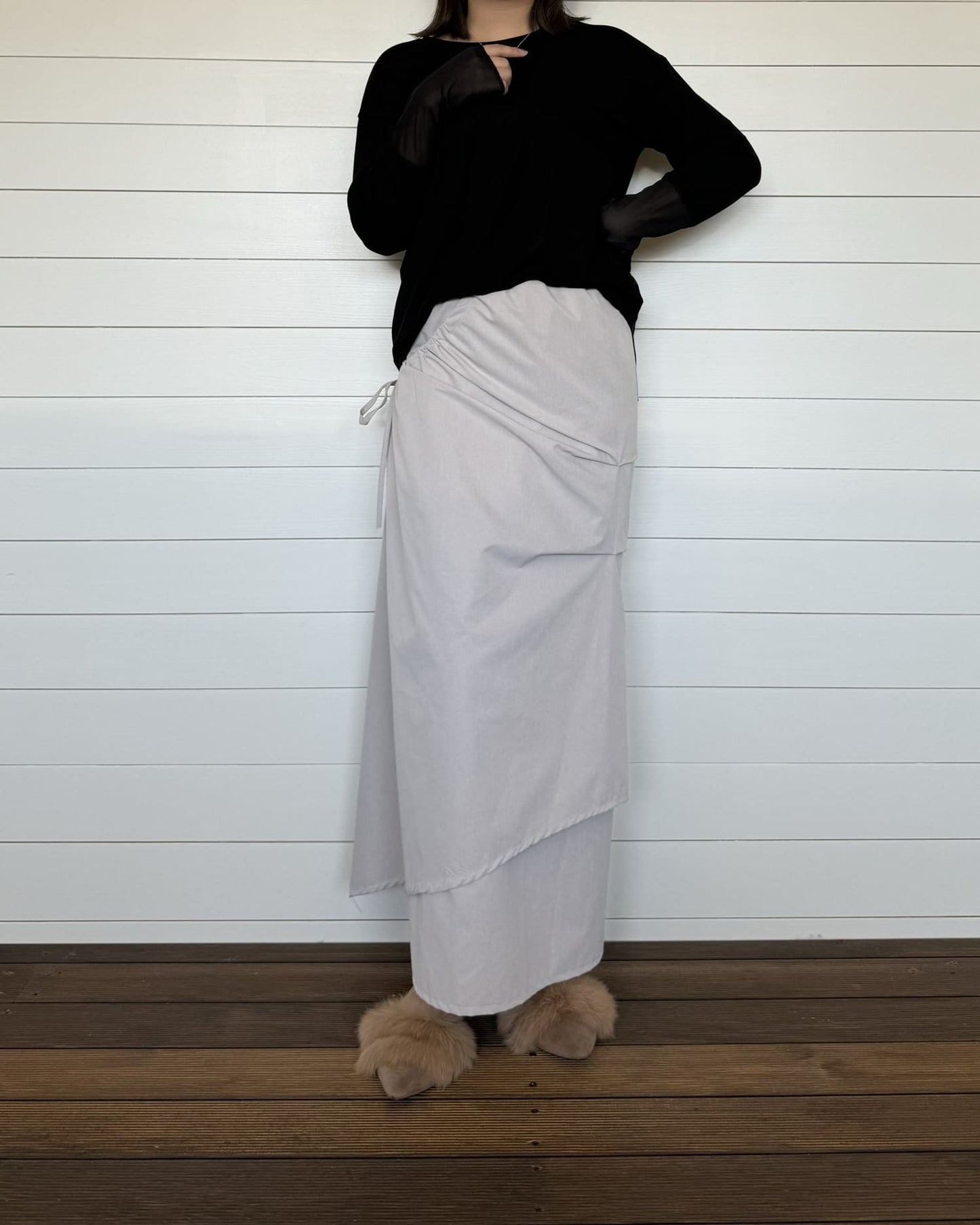 袖シアーカットソー