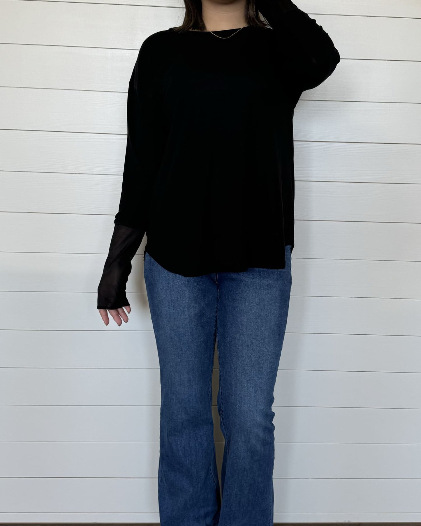 袖シアーカットソー