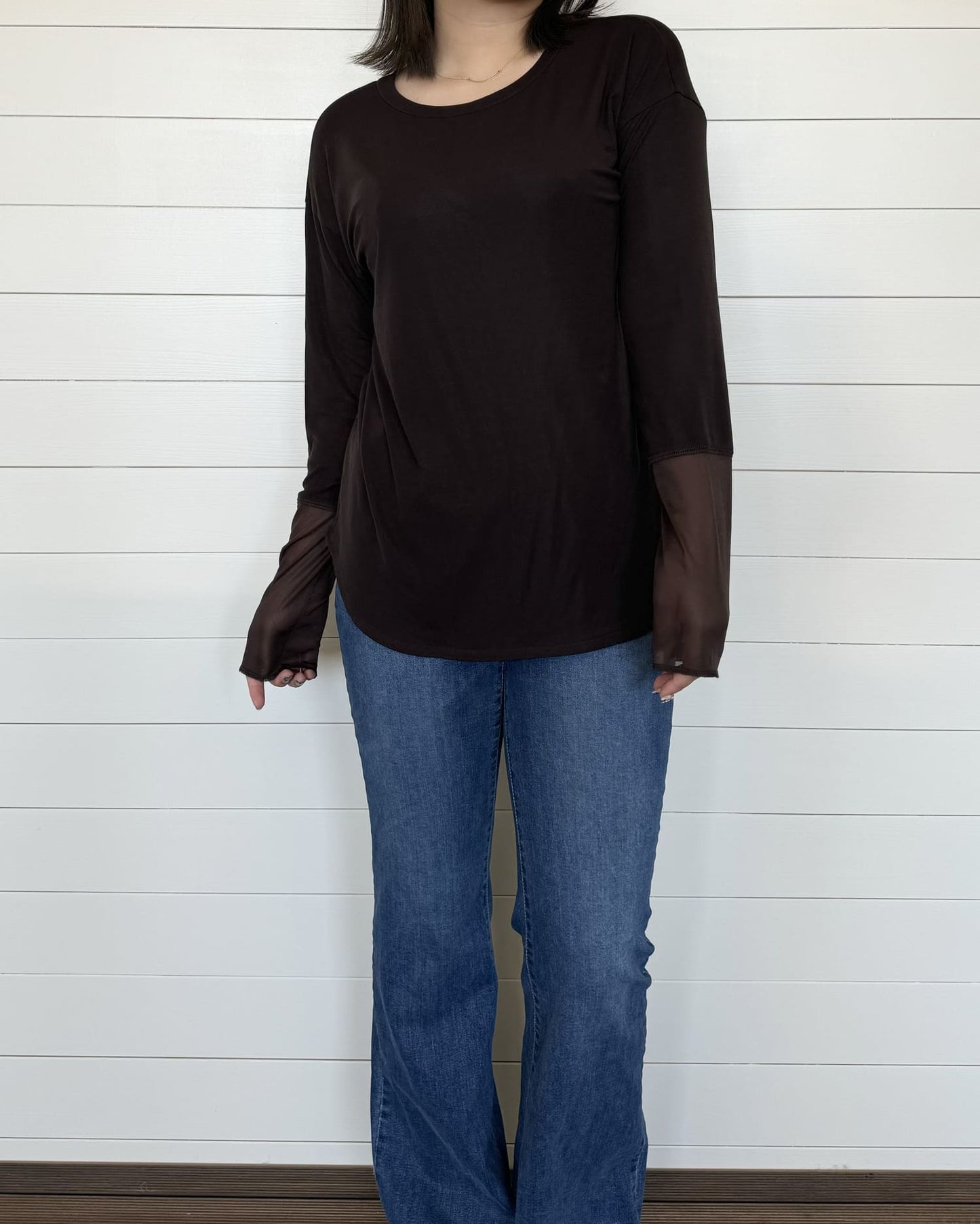 袖シアーカットソー