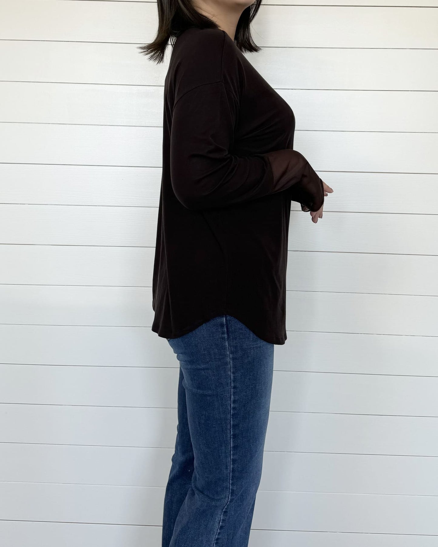 袖シアーカットソー