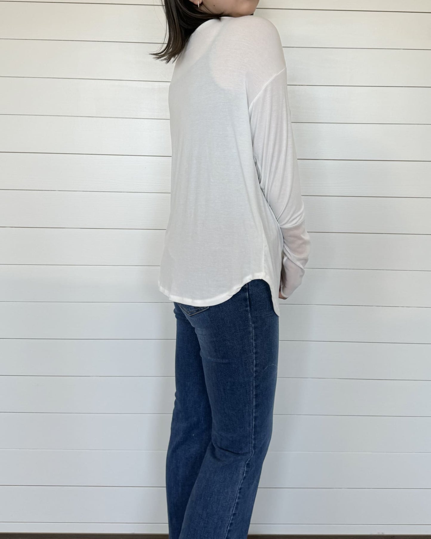 袖シアーカットソー