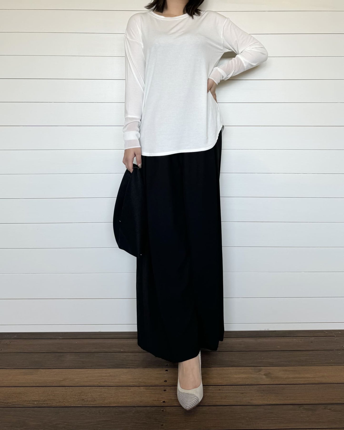 袖シアーカットソー