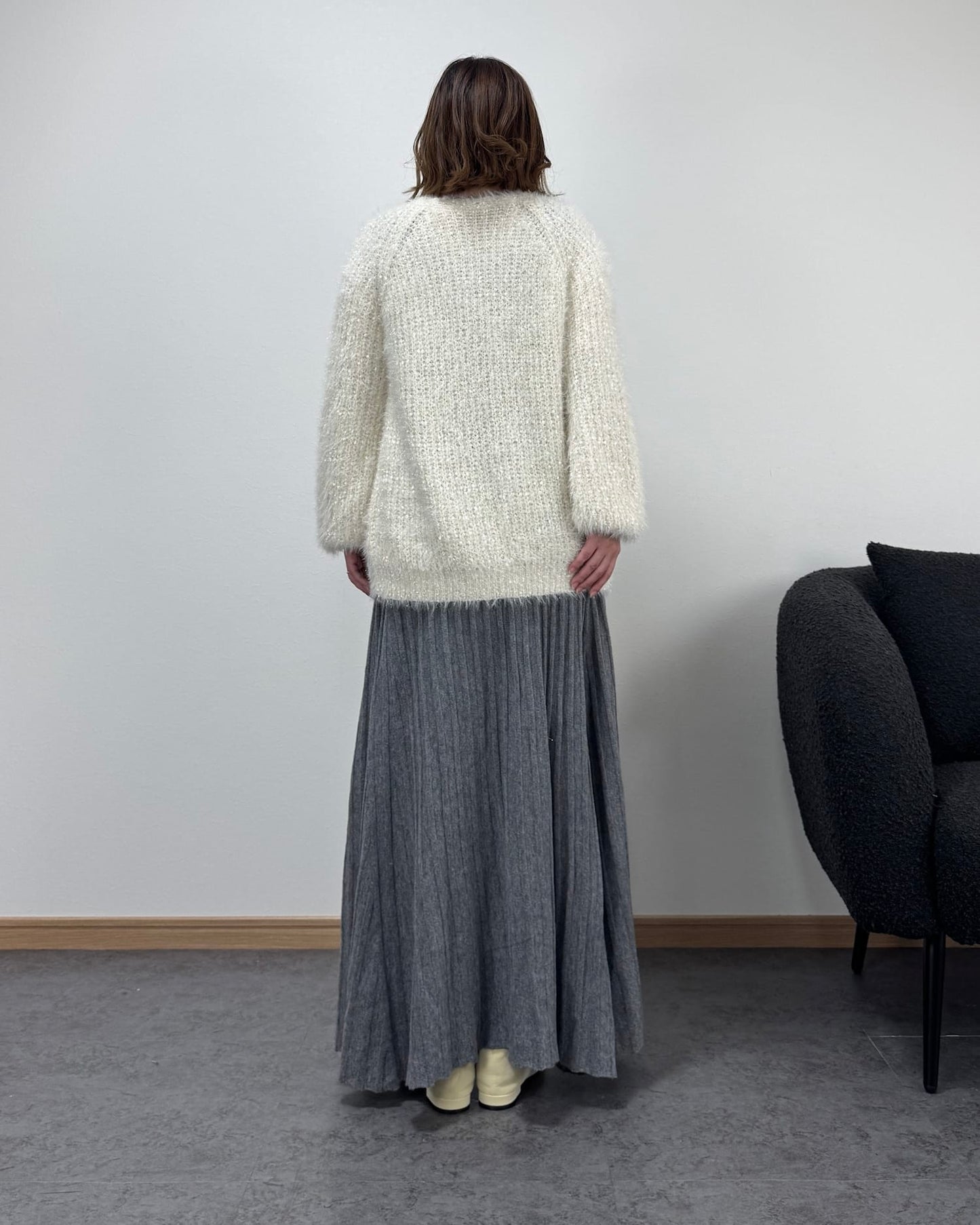 リボン編みラメニットカーディガン