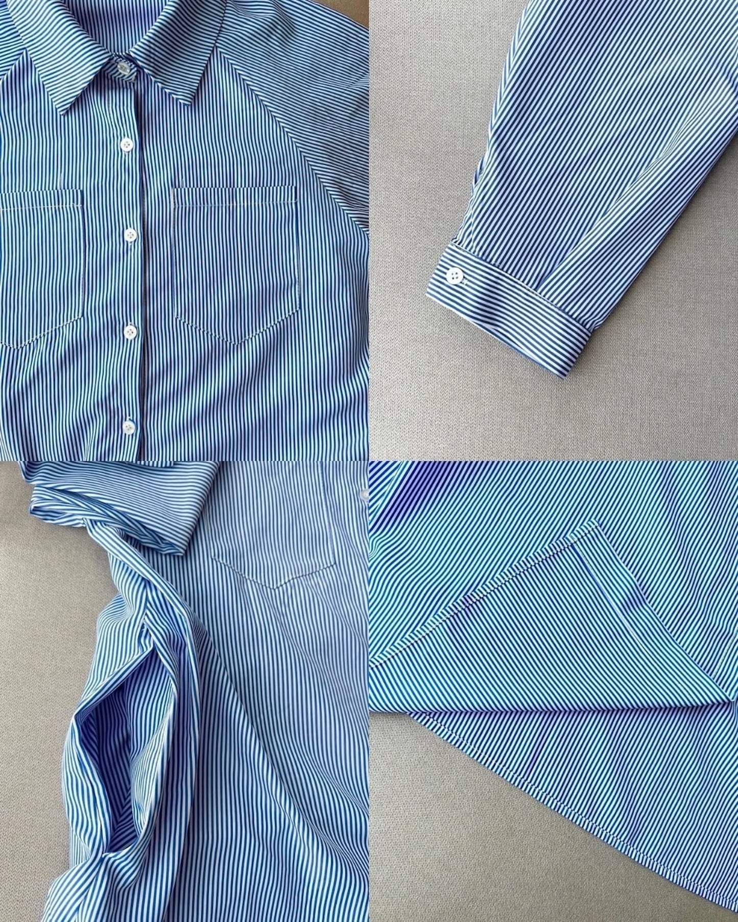 ストライプロングオーバーシャツ