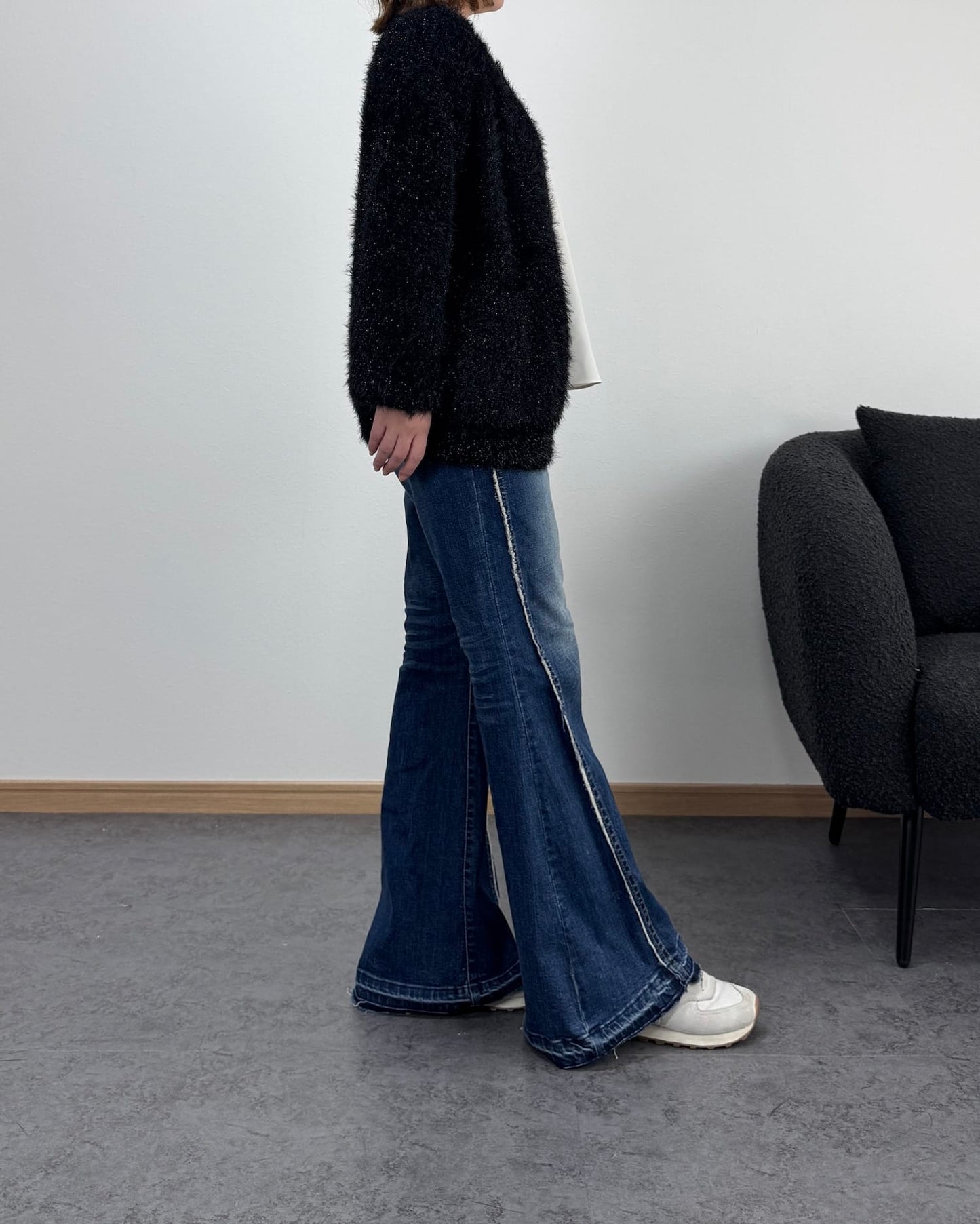 リボン編みラメニットカーディガン