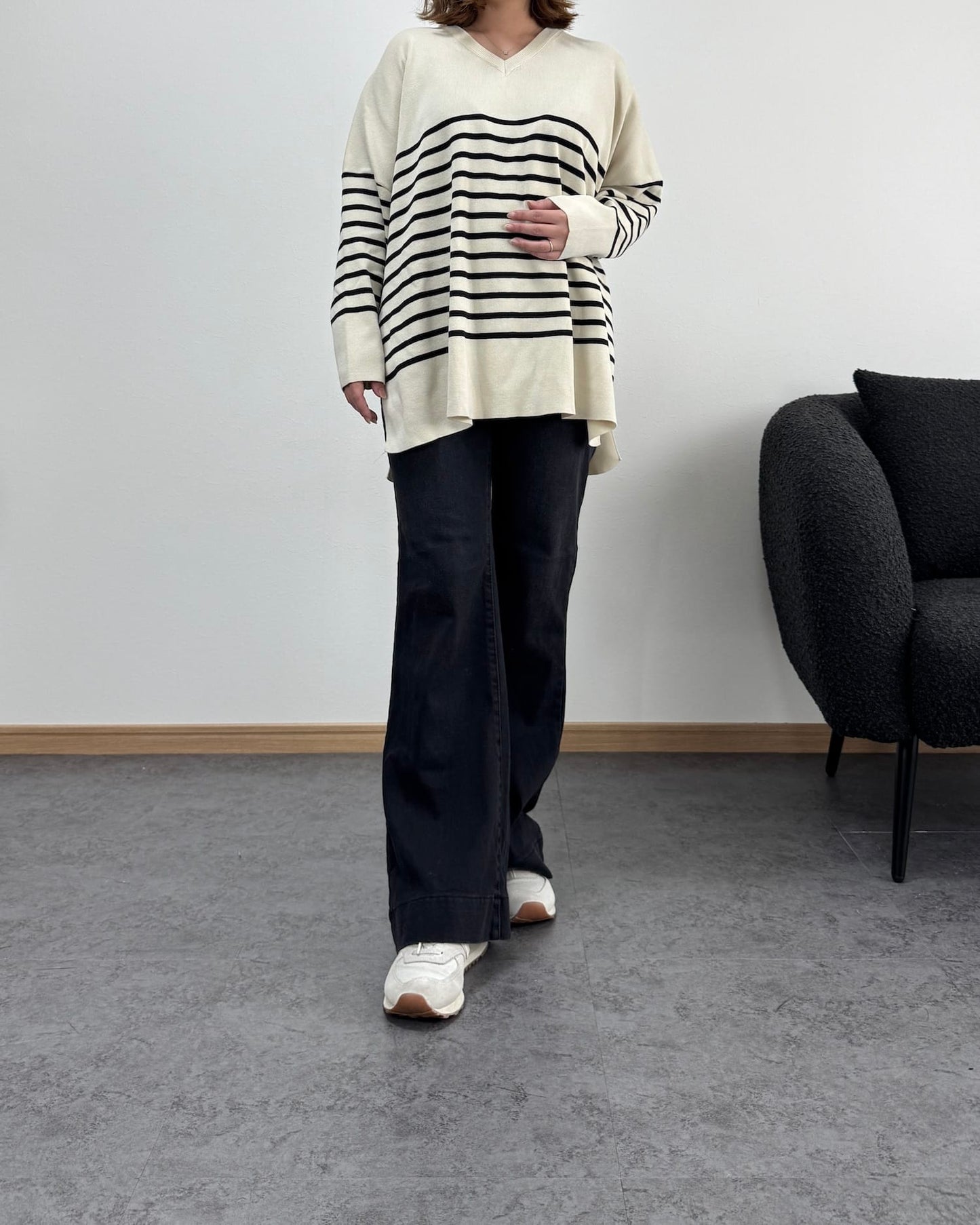 裾切り替えデニム