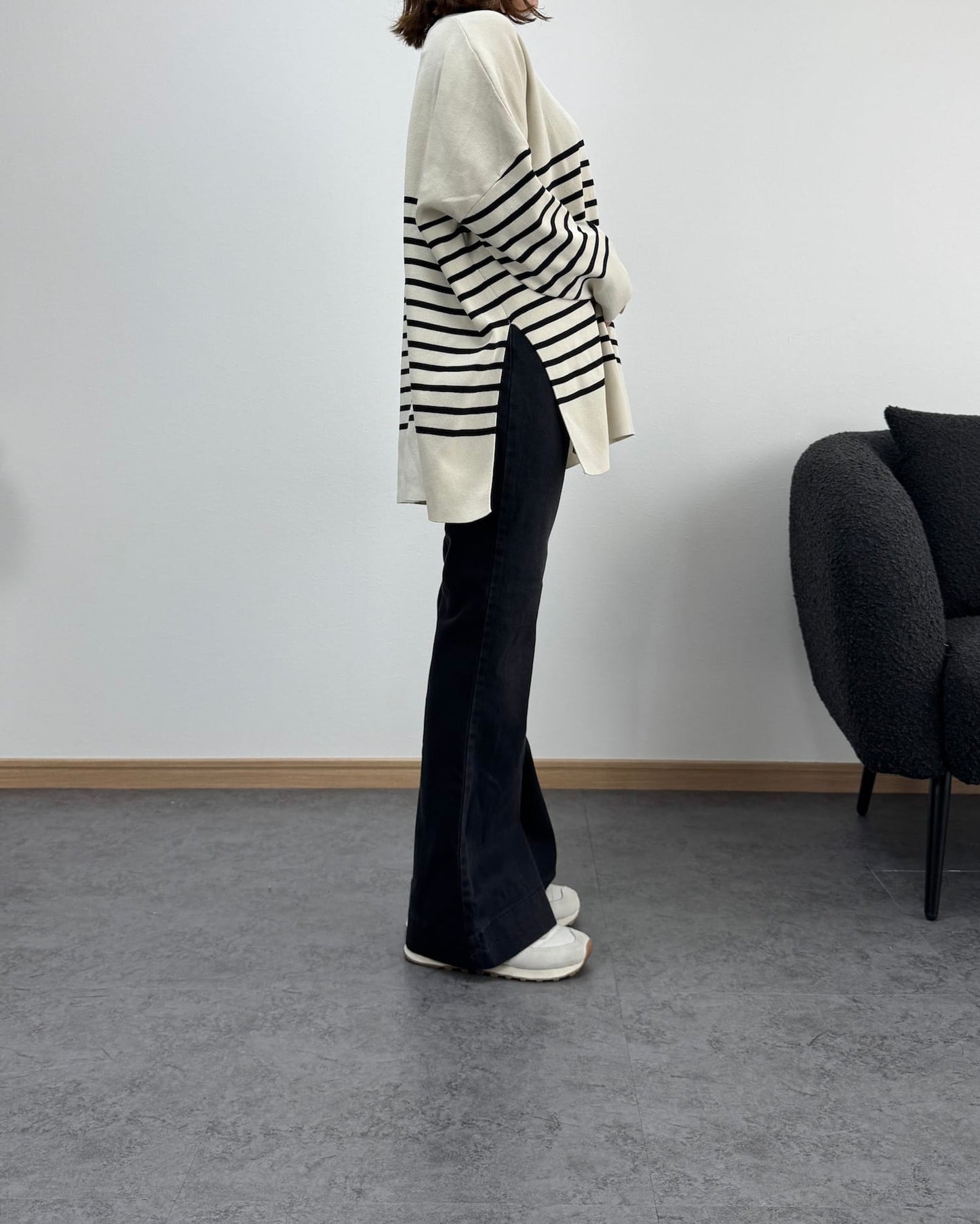 裾切り替えデニム