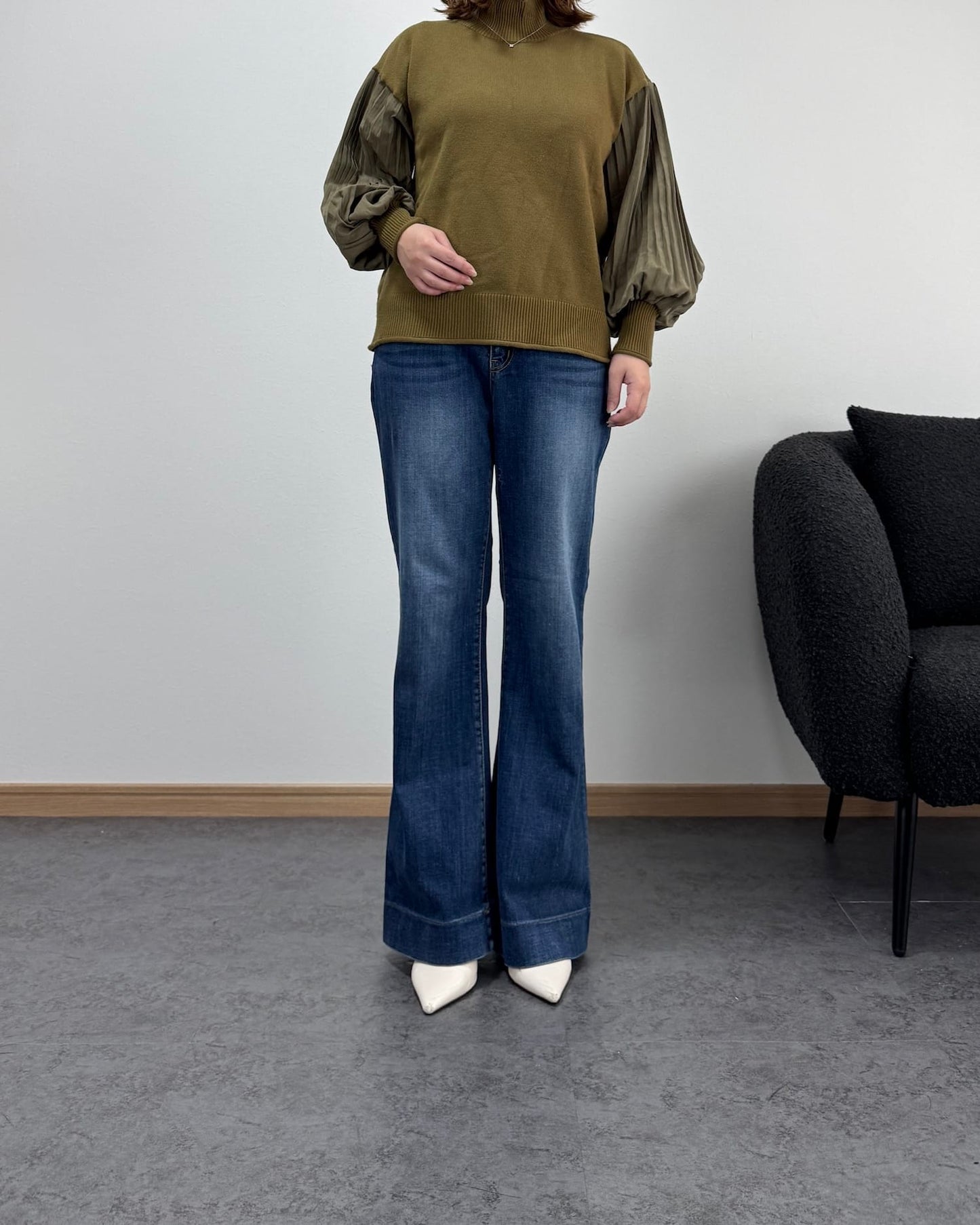 裾切り替えデニム