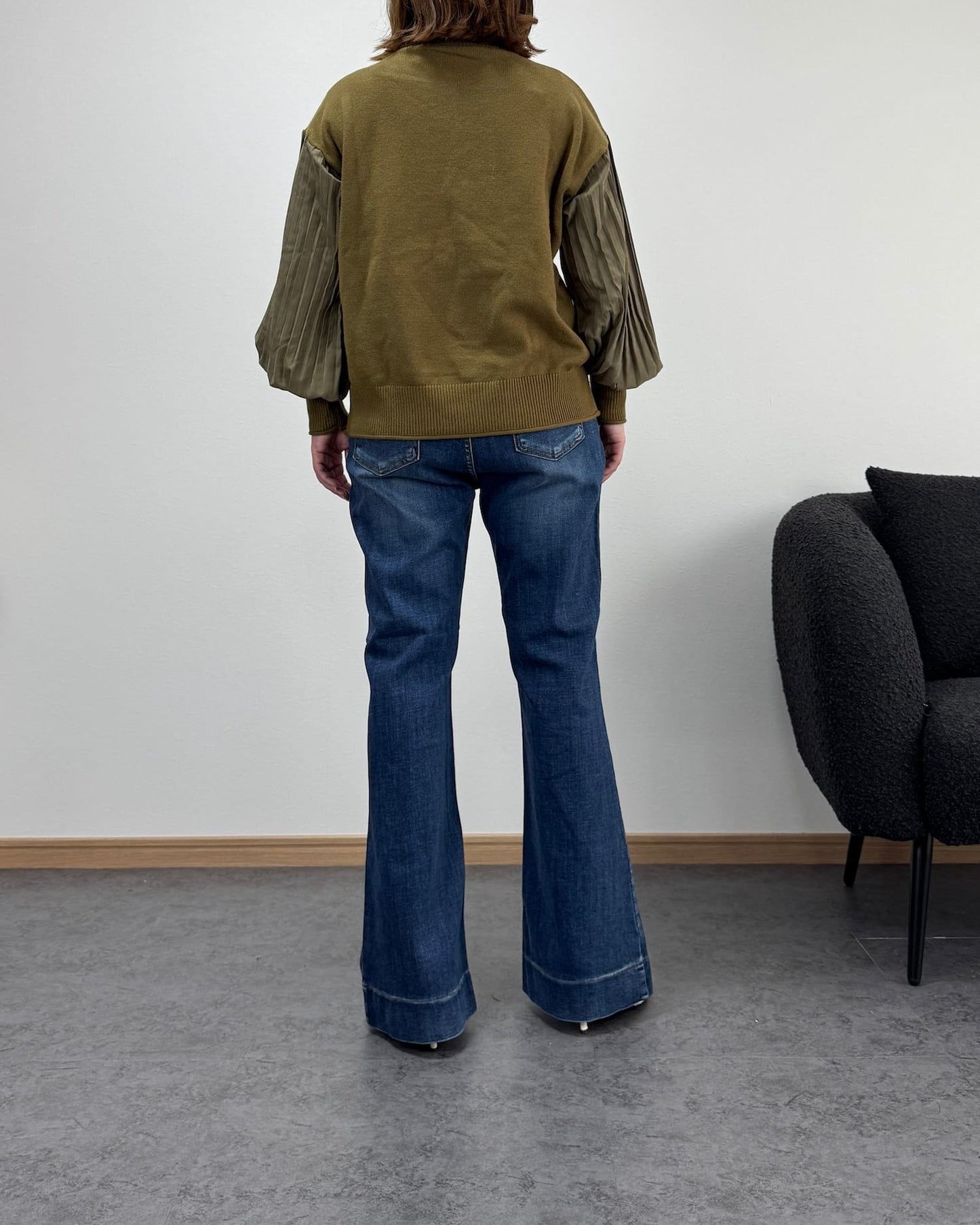 裾切り替えデニム