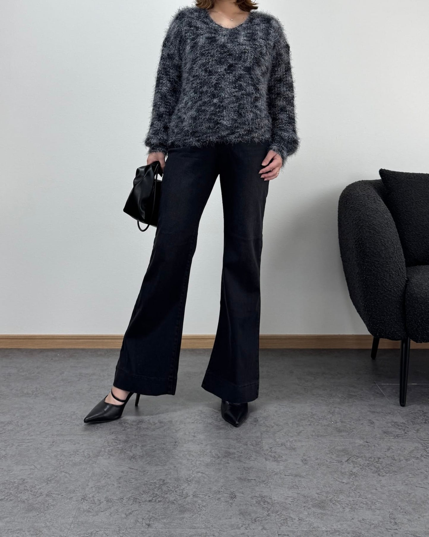 裾切り替えデニム