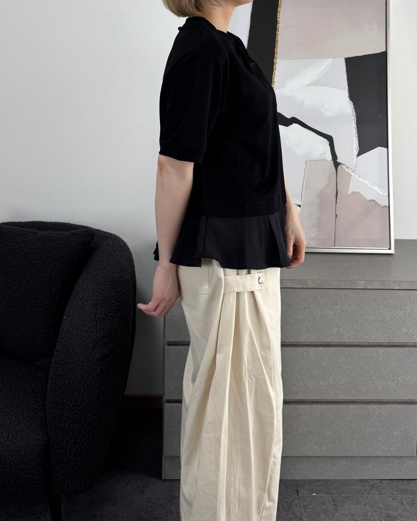 フリル切り替えデザインTシャツ