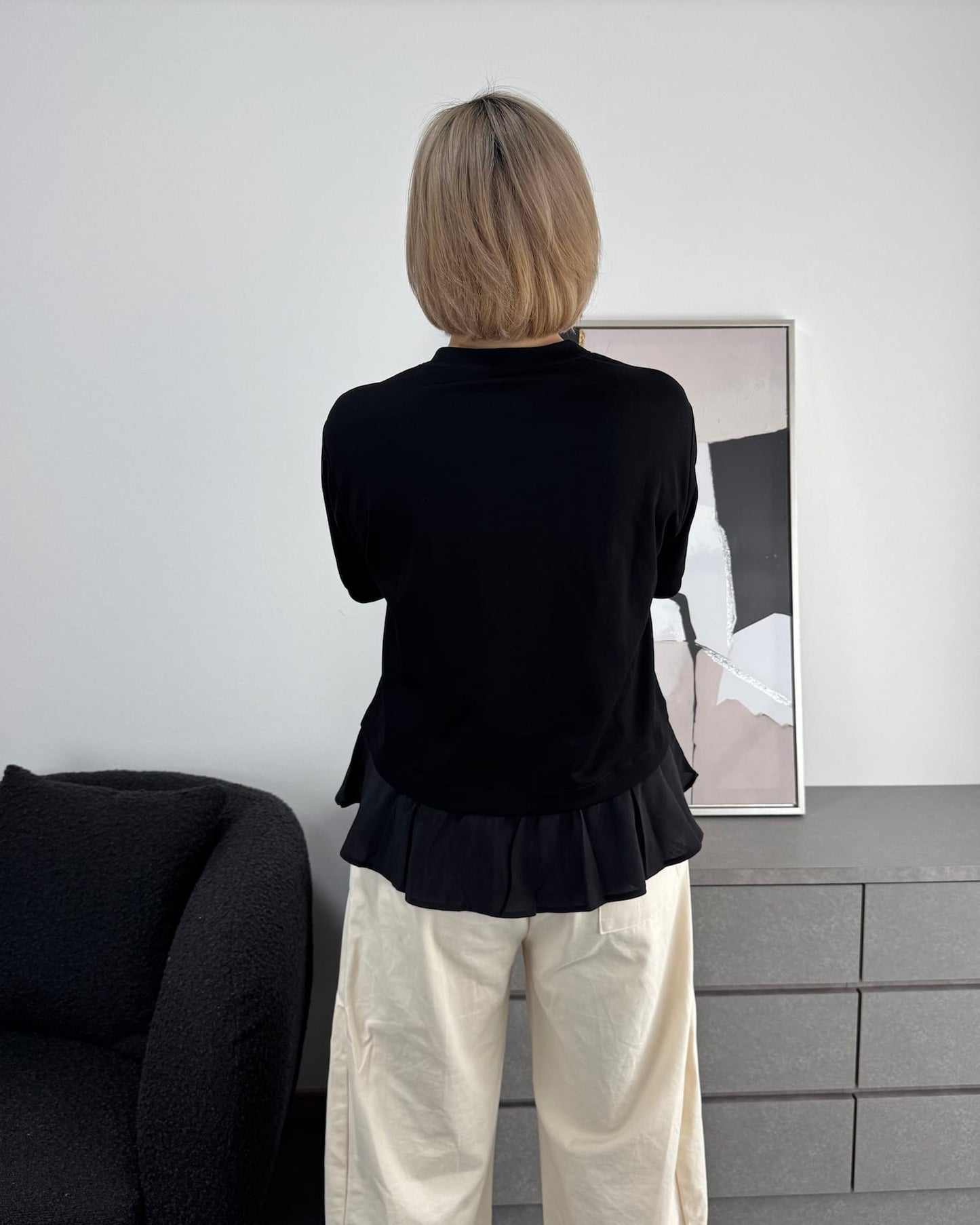 フリル切り替えデザインTシャツ