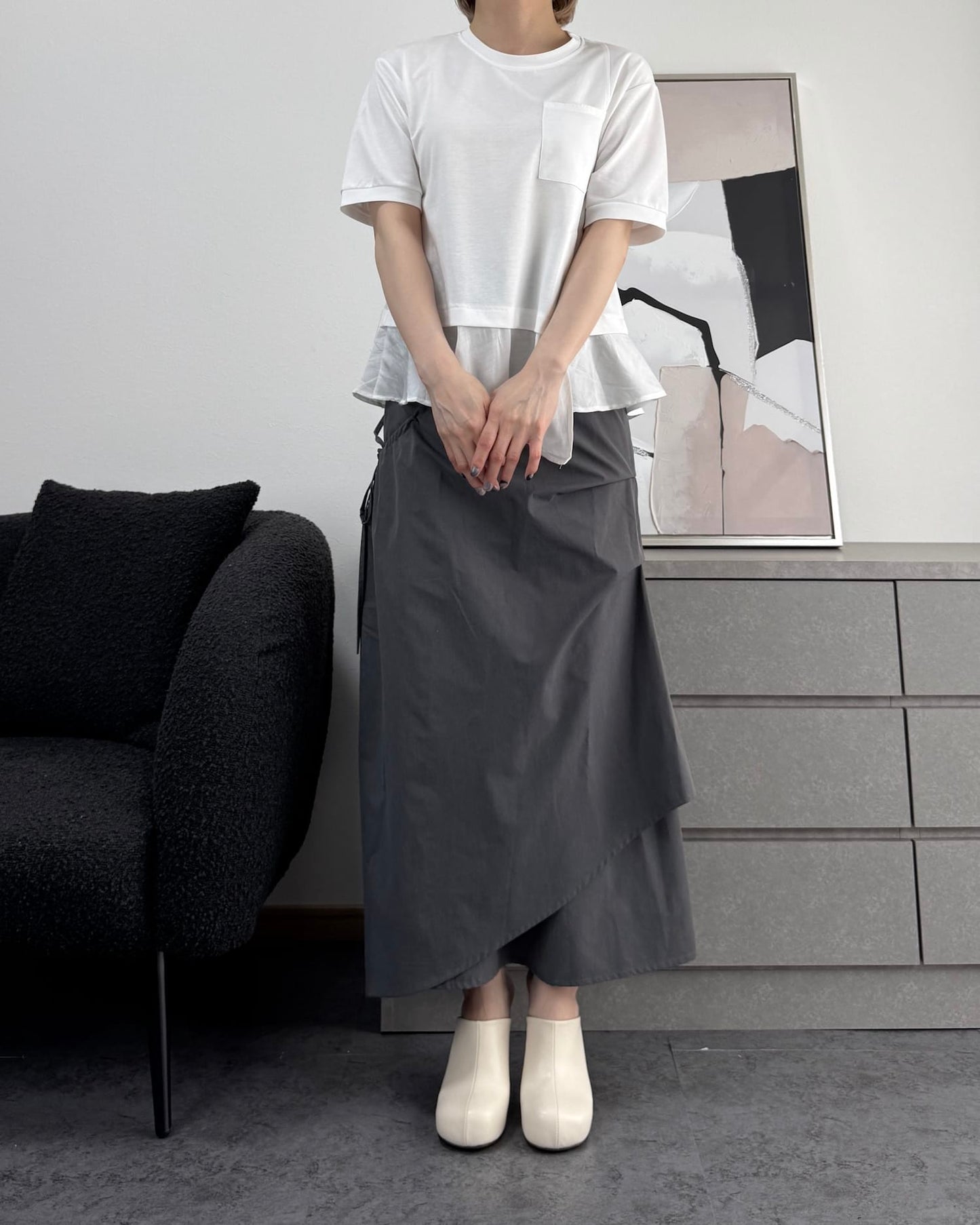 フリル切り替えデザインTシャツ